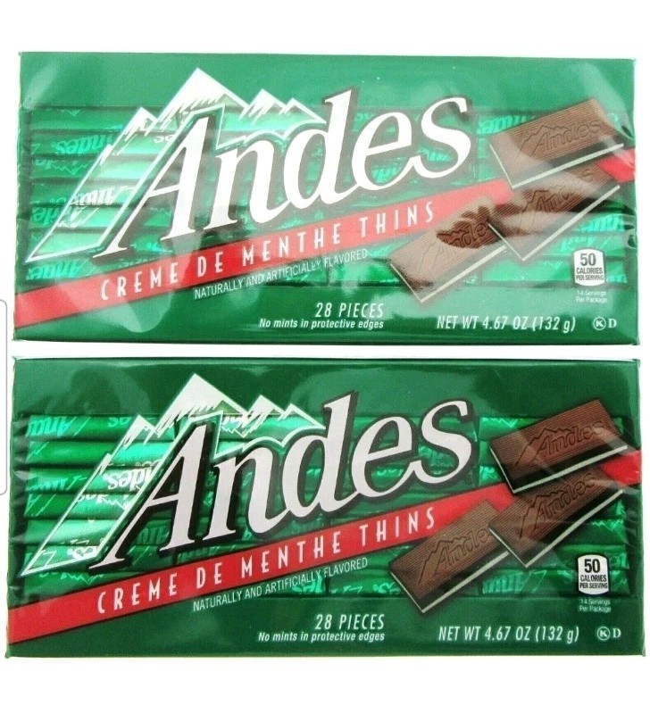 Andes Creme De Menthe Thins Chocolate Candies ~ 56 Pieces/ 2 Boxes BB 3/2027