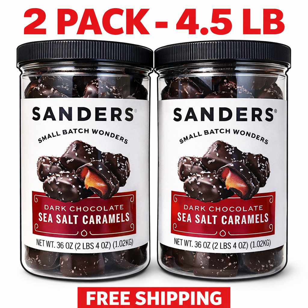 Sanders Dark Chocolate Sea Salt Caramels 2-PACK 72oz Total 36oz EA Gourmet Candy