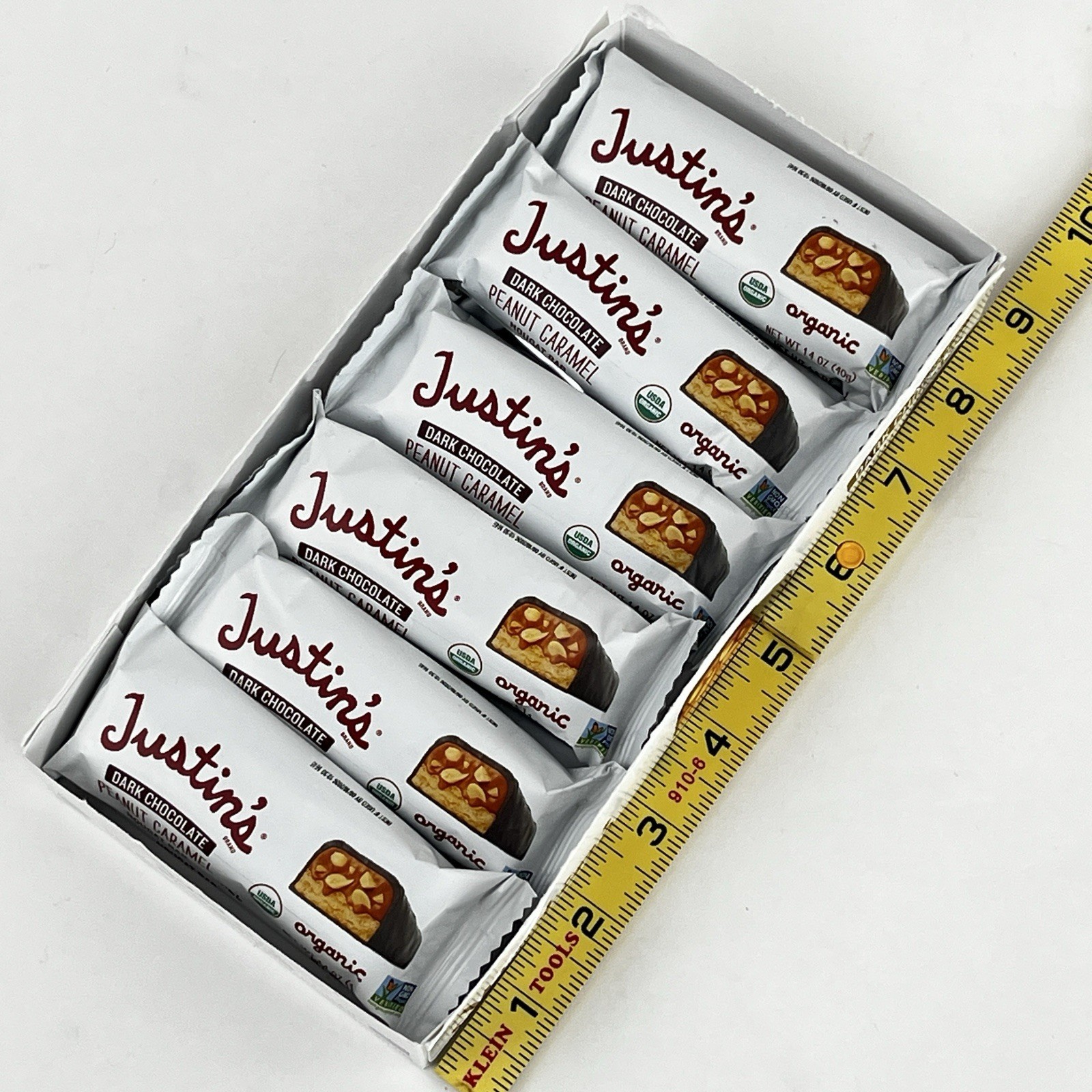 Justins Organic DARK Chocolate Nougat Peanut Caramel-12 Bars-B.B.Date: 6/18/2026