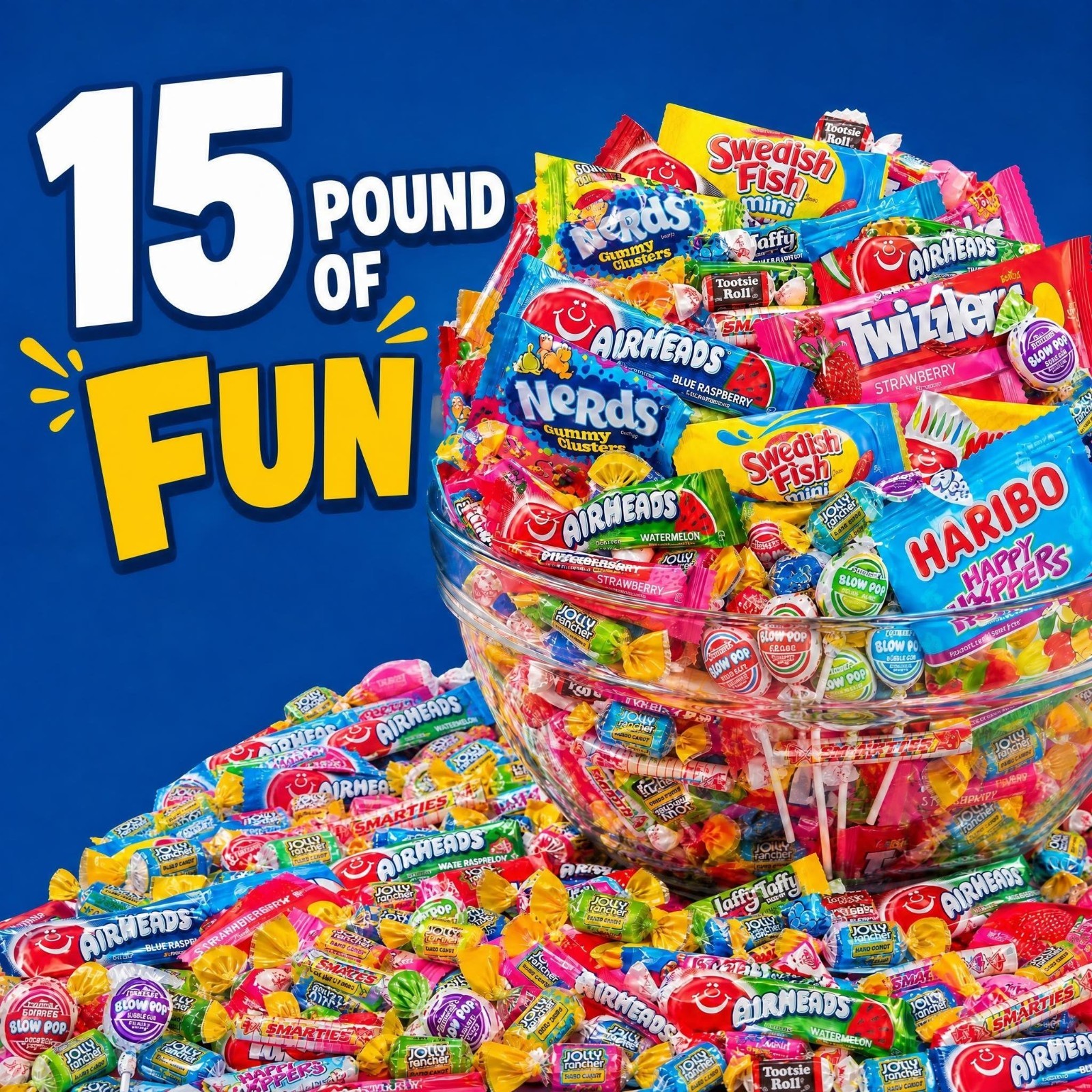 15 lb Bulk Candy Variety Pack – Individually Wrapped Treats for Parties & Piñata