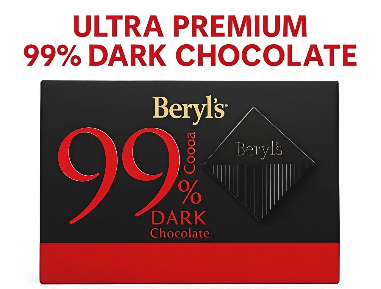 Beryl’s 99% Cocoa Dark Chocolate Bars 4 Pack 60g Malaysia Halal Candy Sweets