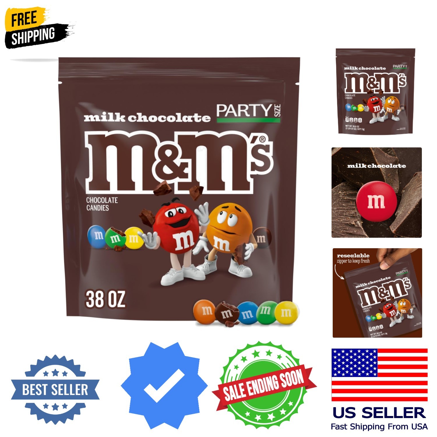 Milk Chocolate Candy, Party Size, 2.4 lb Resealable Bag for Parties, Baking &…