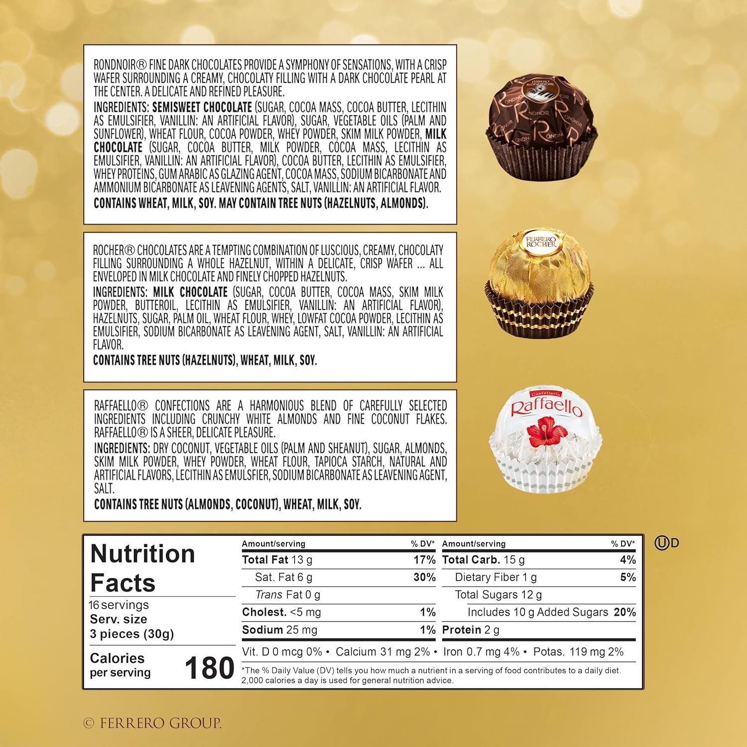 Collection, Assorted, Hazelnut, Dark Chocolate and Coconut, 48 Count Treats…