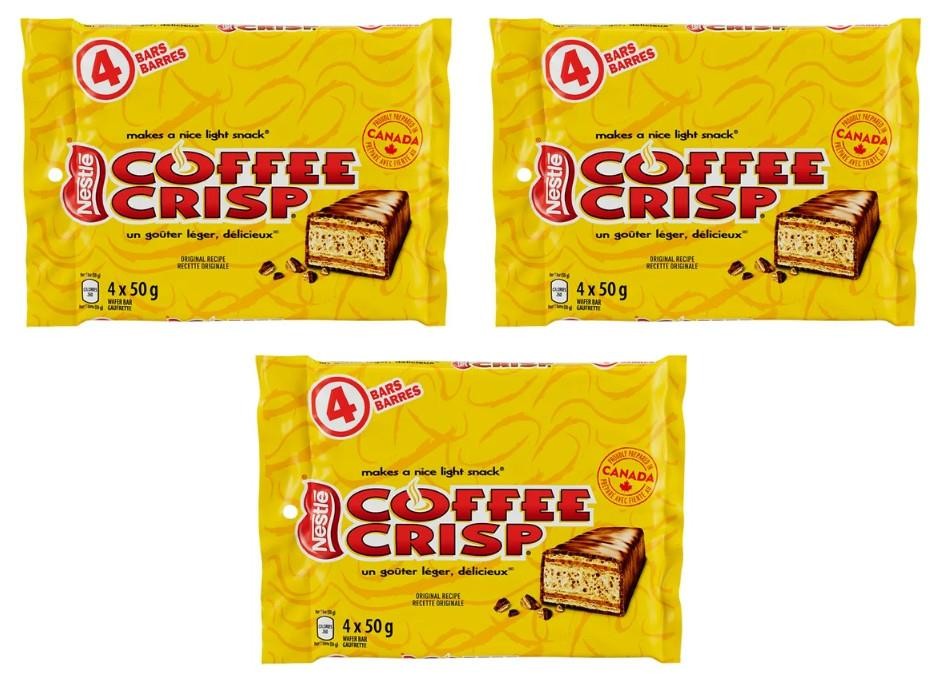 Coffee Crisp Chocolate Coffee Wafer Bars Multipack, 4 x 50g (3 Pack)