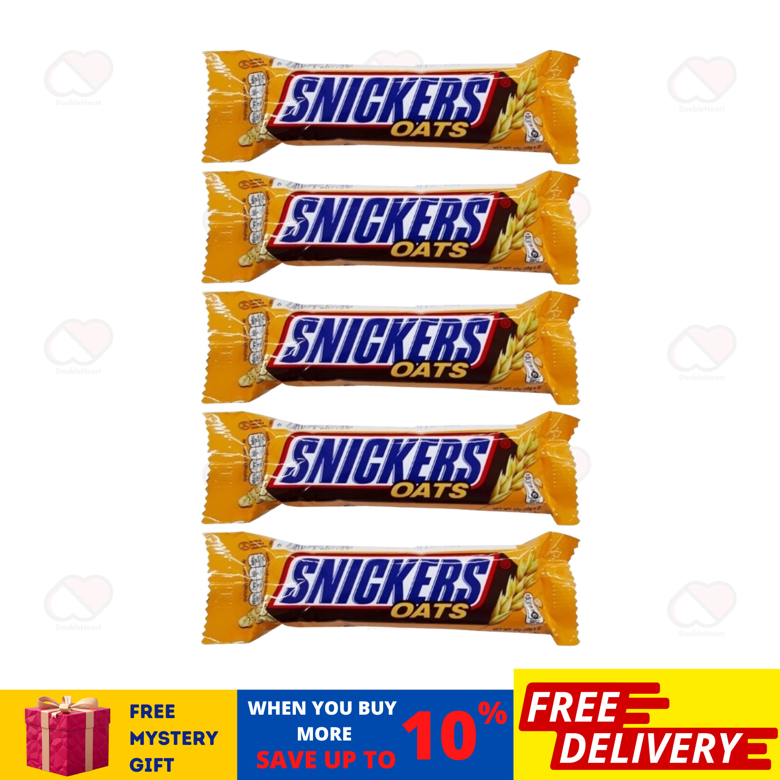 5 X SNICKERS OATS Chocolate Bar 40g FREE SHIPPING