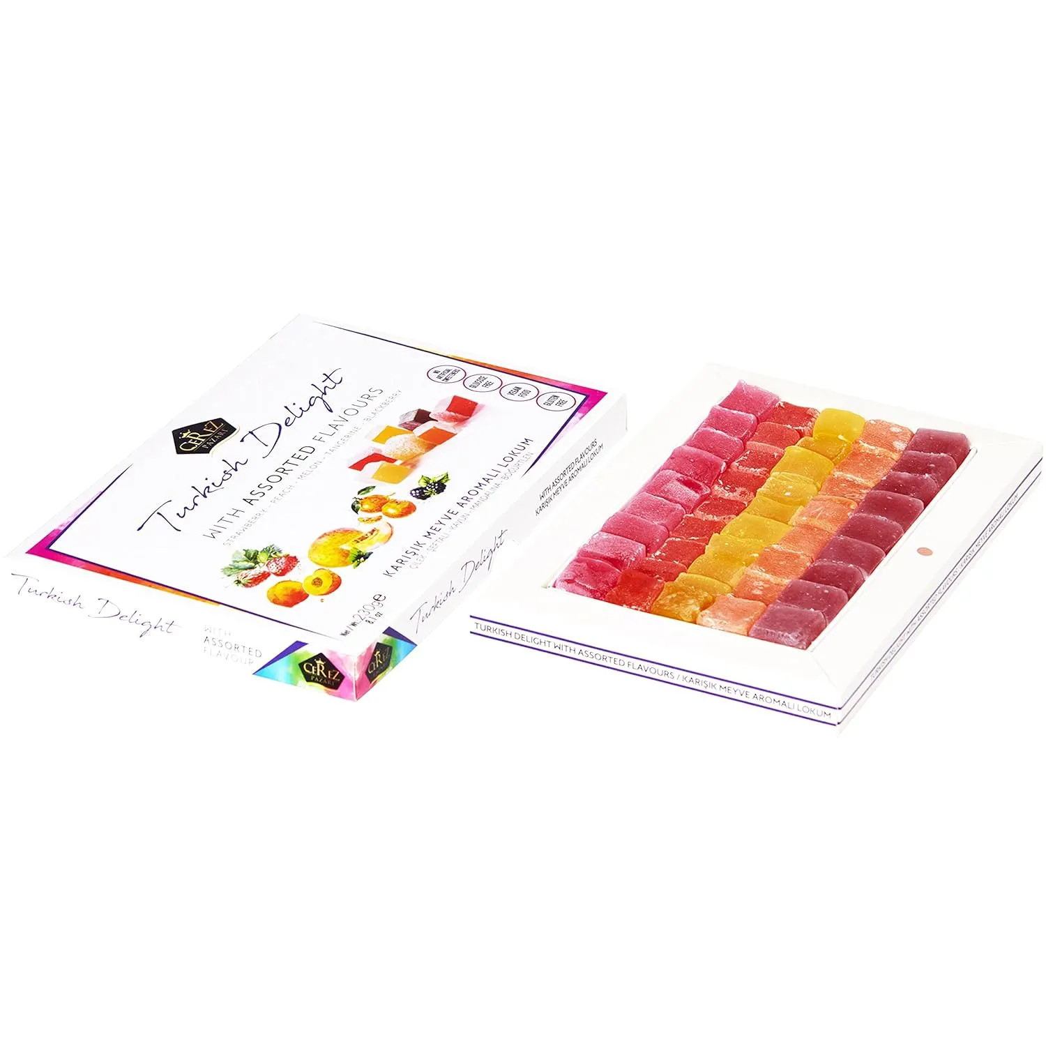 Cerez Pazari Assorted Turkish Delight Candy Gift Box 8.1oz Vegan No Nuts