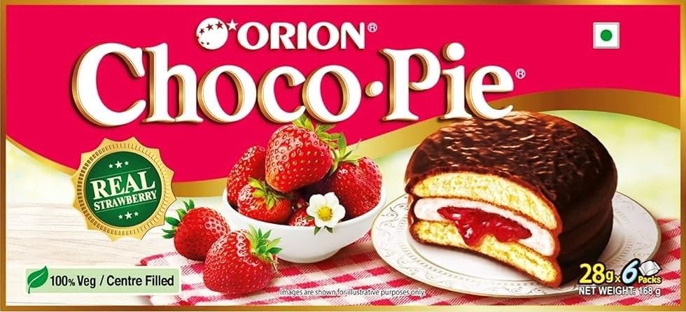 Orion Strawberry Choco Pie (6 x 28gm) Free Delivery 7-10 days