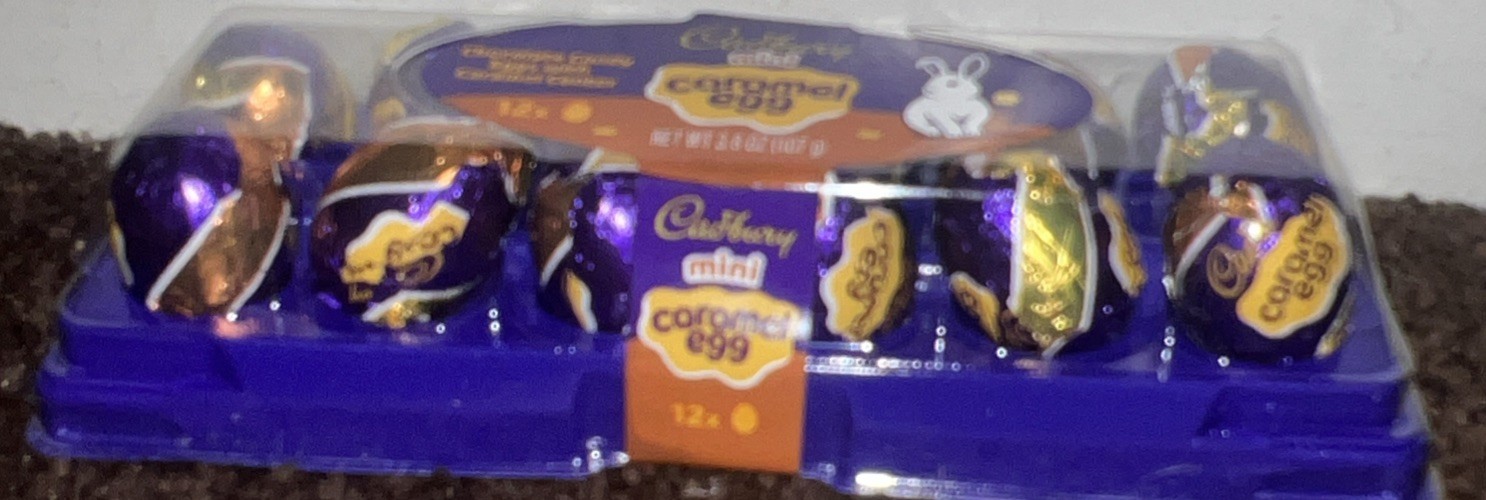 Cadbury Mini Caramel Egg Chocolate with Caramel Easter,Tray 3.8 oz 12 Pcs 7/2026
