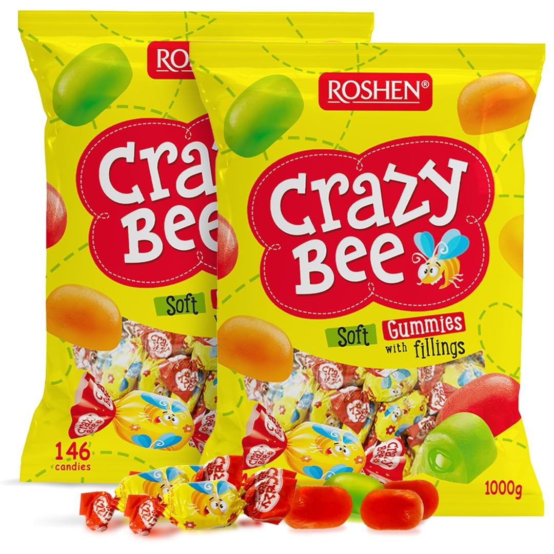 Roshen Crazy Bee Jelly Candy 2.2lb x2 Fruit Filled Kosher Halal Bulk