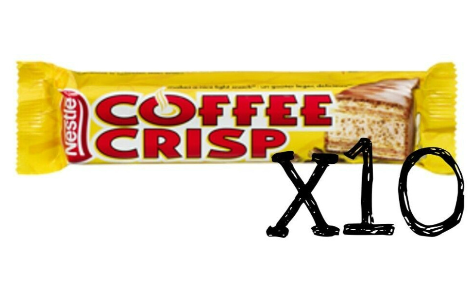 10 Coffee Crisp Chocolate Bars Full Size 50g Each NESTLE Canada FRESH DELICIOUS