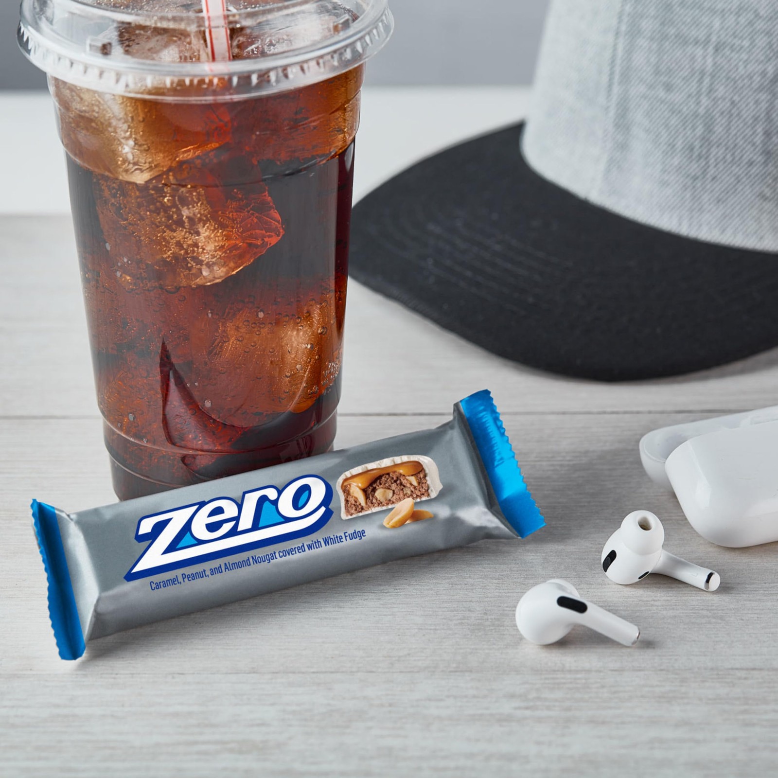 ZERO White Fudge, Caramel, Peanut and Almond Nougat Candy Bars, 1.85 oz (24 C…