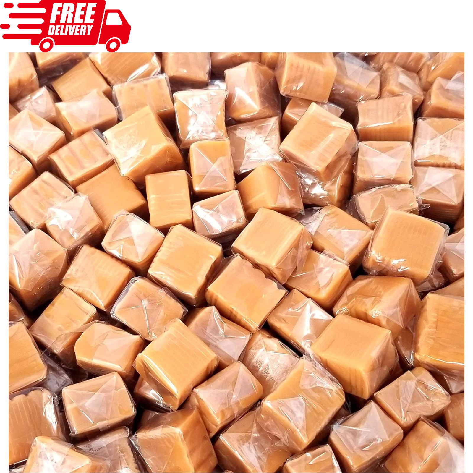 Caramel Cubes Candy – 4 Pound Bulk Pack (About 300 Count) – Classic Chewy Square