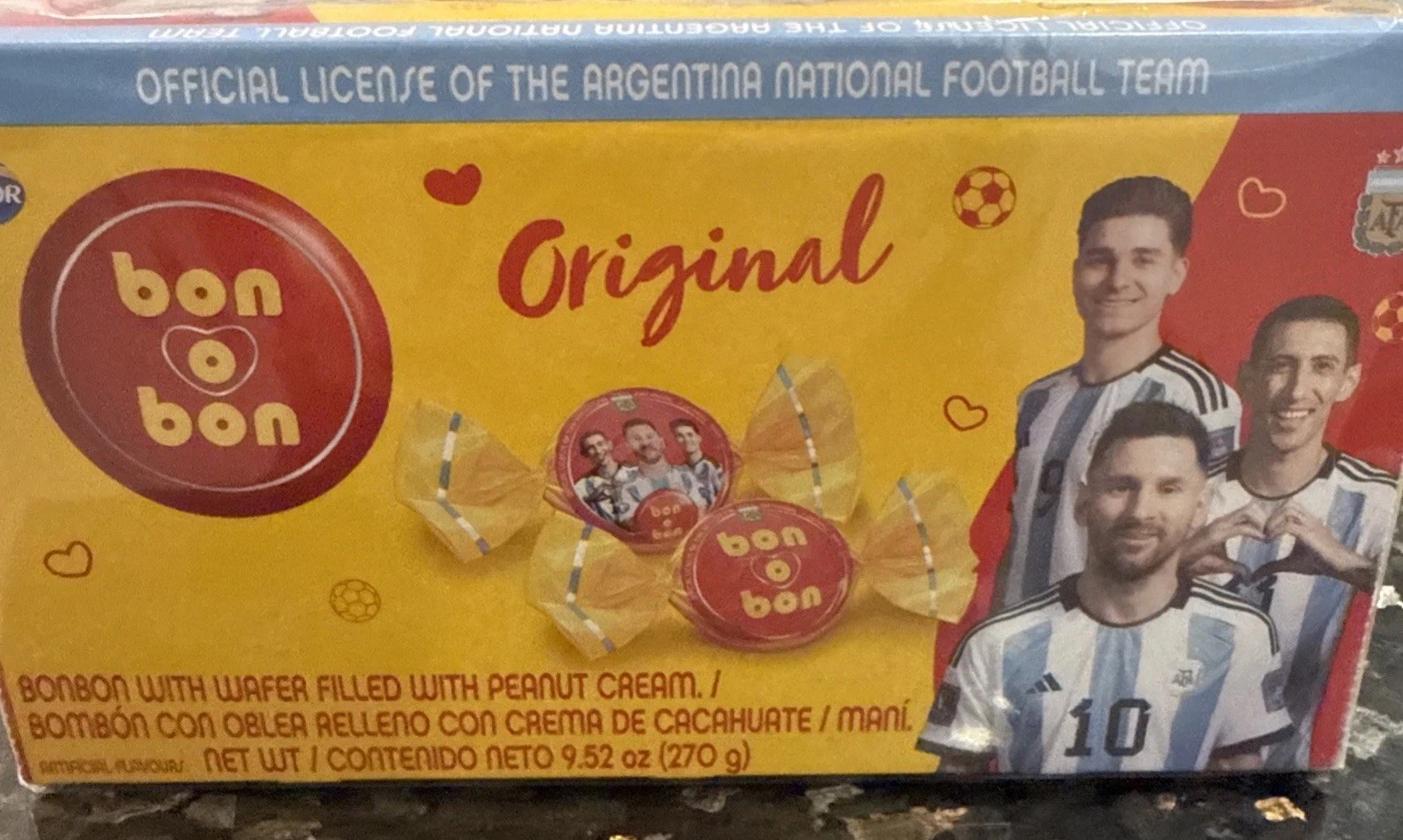 Leo Messi Bon o Bon Traditional Chocolate Filled Peanut Butter Argentina