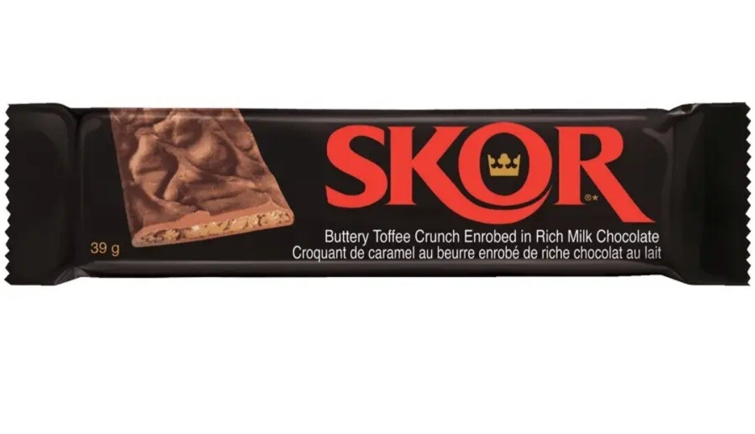 20 x SKOR Chocolate with Crisp Butter Toffee Canadian 39g each