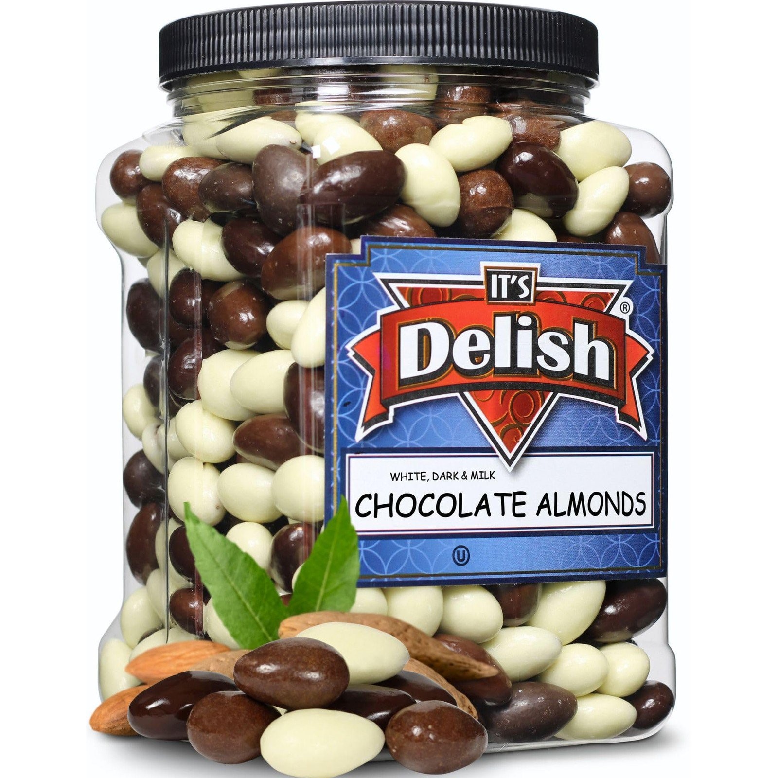Gourmet Chocolate Covered Almonds Medley by Its Delish, 3 Lbs w/ Jumbo Container