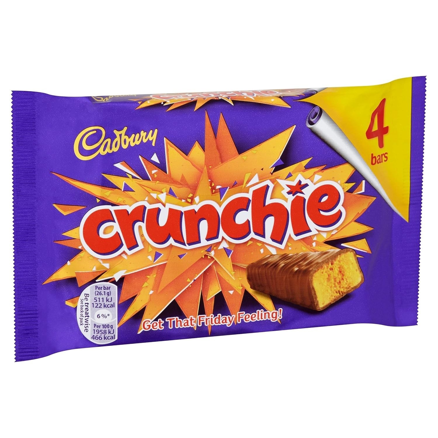 Delicious Crunchie Bars with Honeycomb Center – 4 x 26.1g | Vegetarian