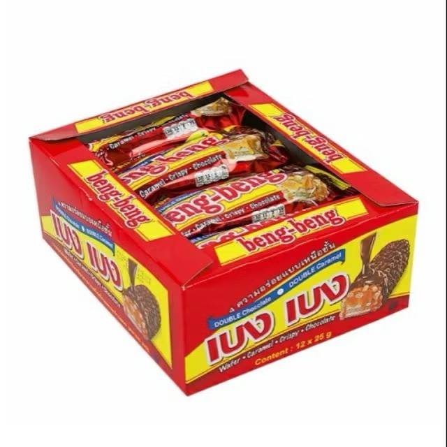 20g x 12 Packs BENG BENG Wafers Coated with Caramel, Crispy Rice, and Chocolate