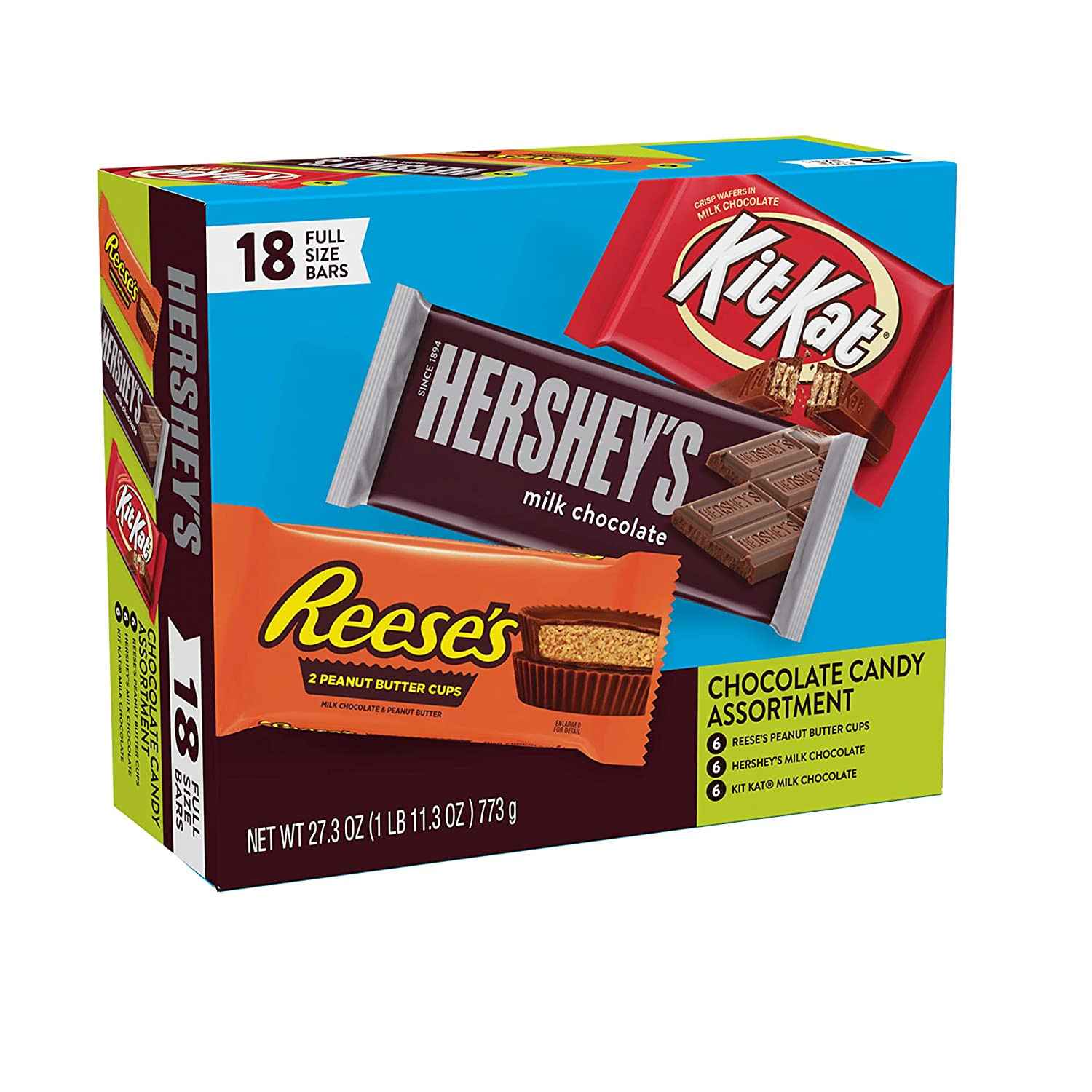 REESE’S, and KIT KAT Milk Chocolate Assortment Candy Bars (18 Count)