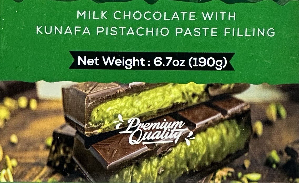 2 Dubai Style Premium Milk Chocolate 6.7oz Bars Kunafa Pistachio LUXURY Sweets