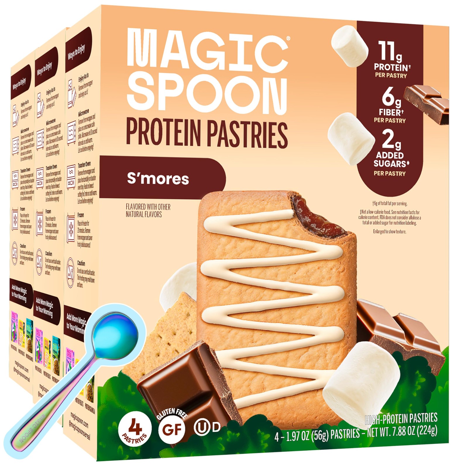 Magic Spoon High Protein Pastries, S’mores – 11g Protein, 6g Fiber, 5g Net Ca…