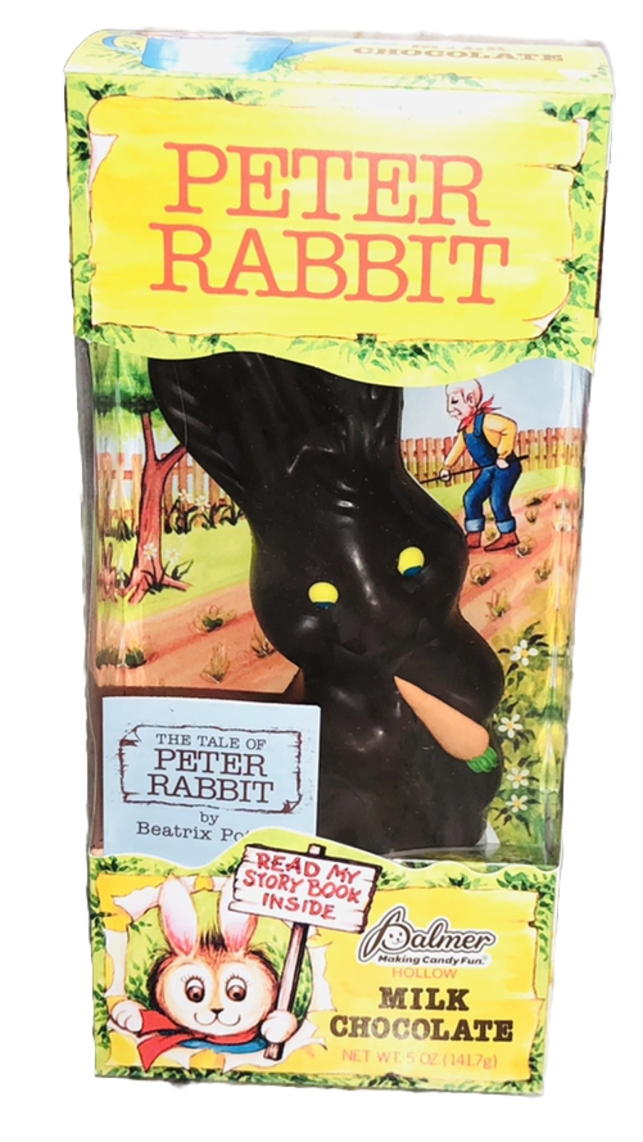 Happy Easter Palmer 8” Milk Chocolate Bunny W Peter Rabbit Story Book-NEW
