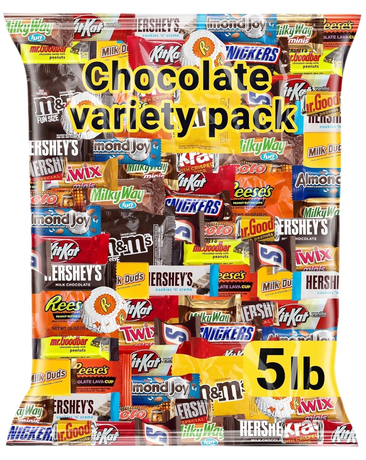 Chocolate Assorted Bulk Candy Variety Pack 5lb – Mini Chocolate Bars, Milk & Dar
