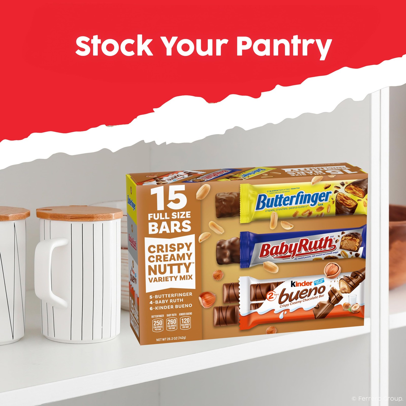 , Baby Ruth, Kinder Bueno, Assorted Crispy Creamy Nutty, Variety Mix, 15 Coun…