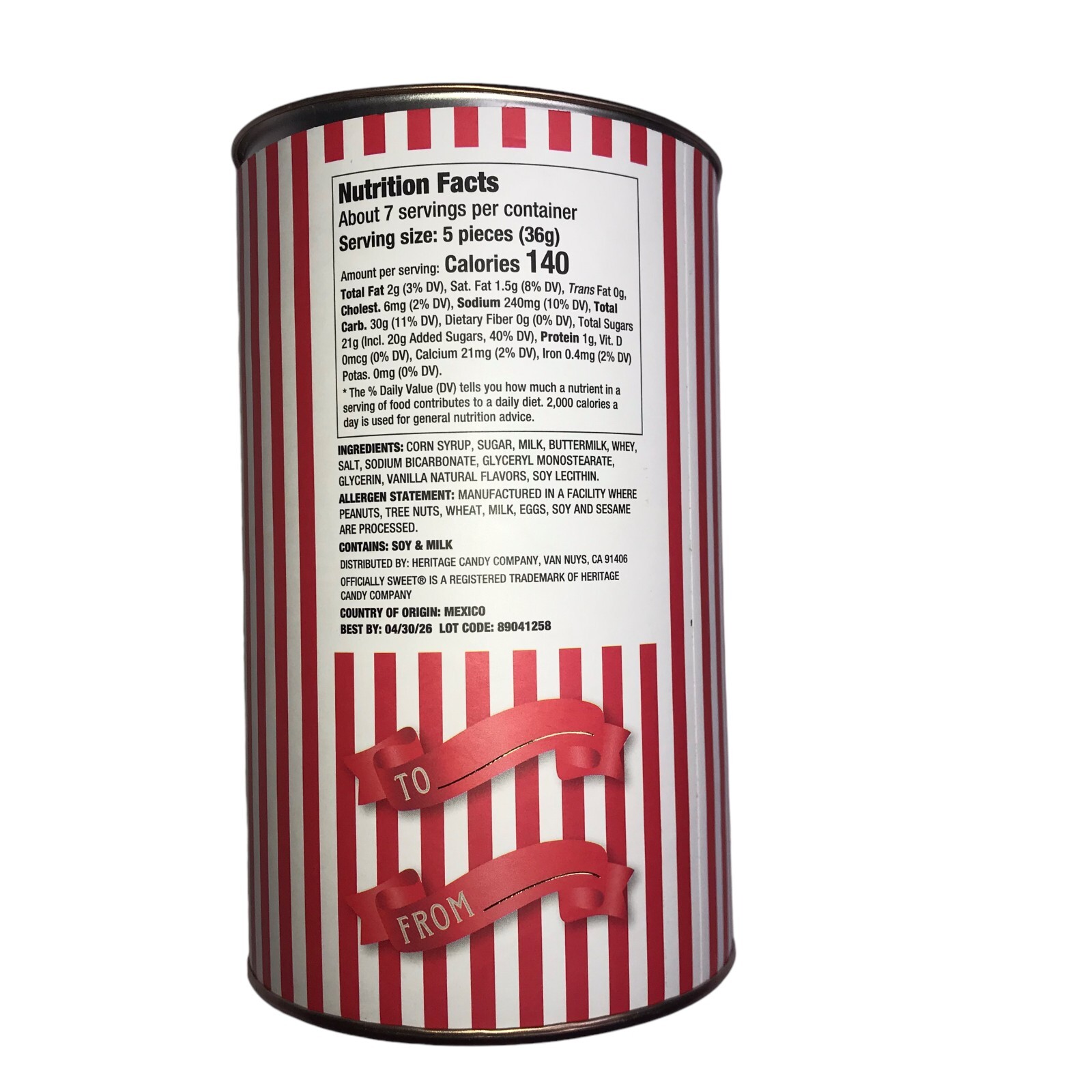 Food: Caramels, Officially Sweet Sea Salt Caramels 9 oz in Red White Striped