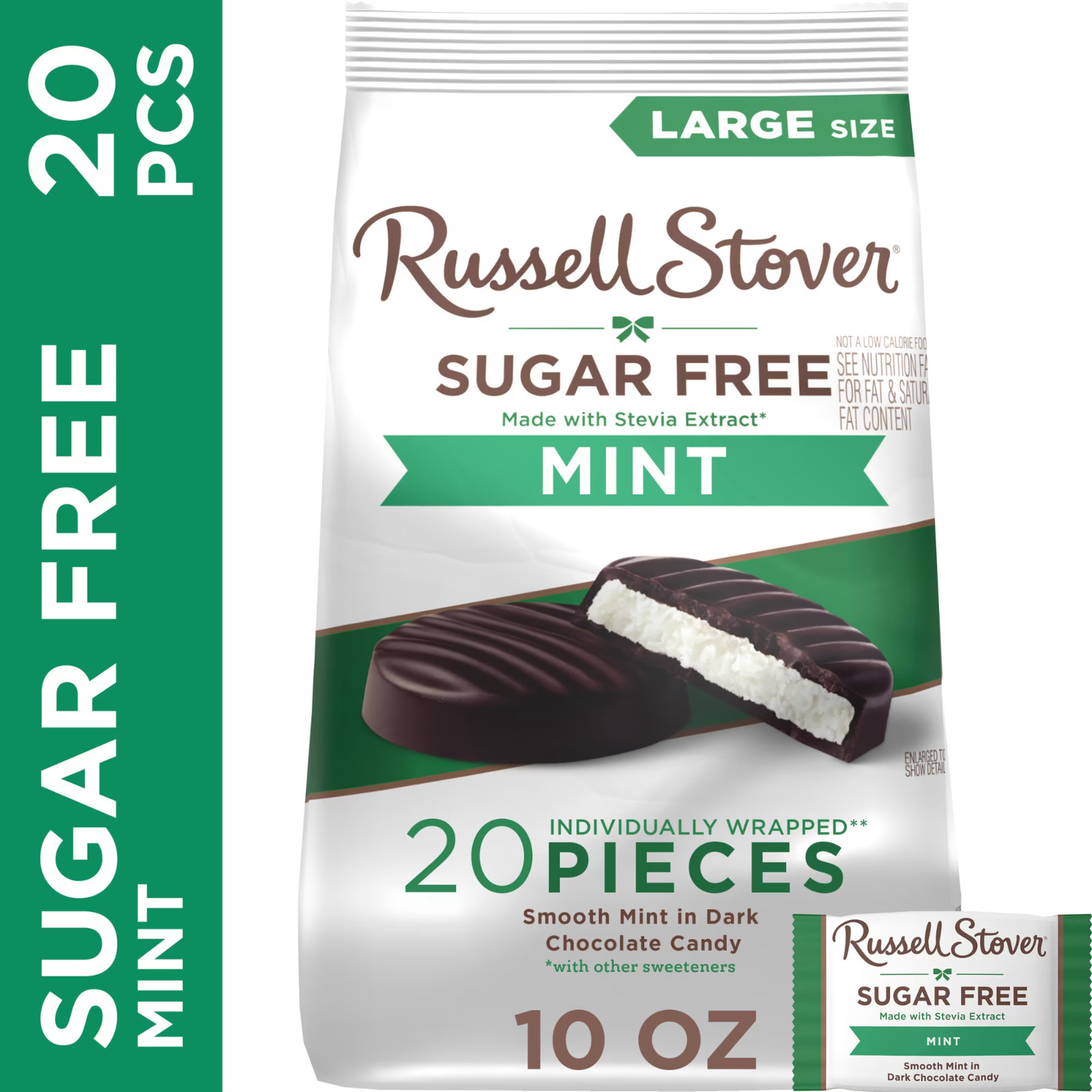 RUSSELL STOVER Sugar Free Dark Chocolate Mint Candy, 10 oz. bag- Free Shipping