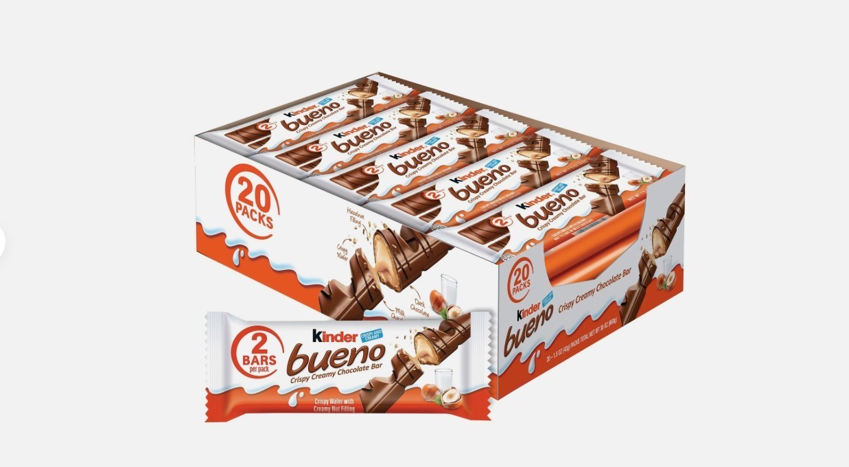 New Kinder Bueno Crispy Creamy Chocolate Bar, 1.5 oz, 20 Count