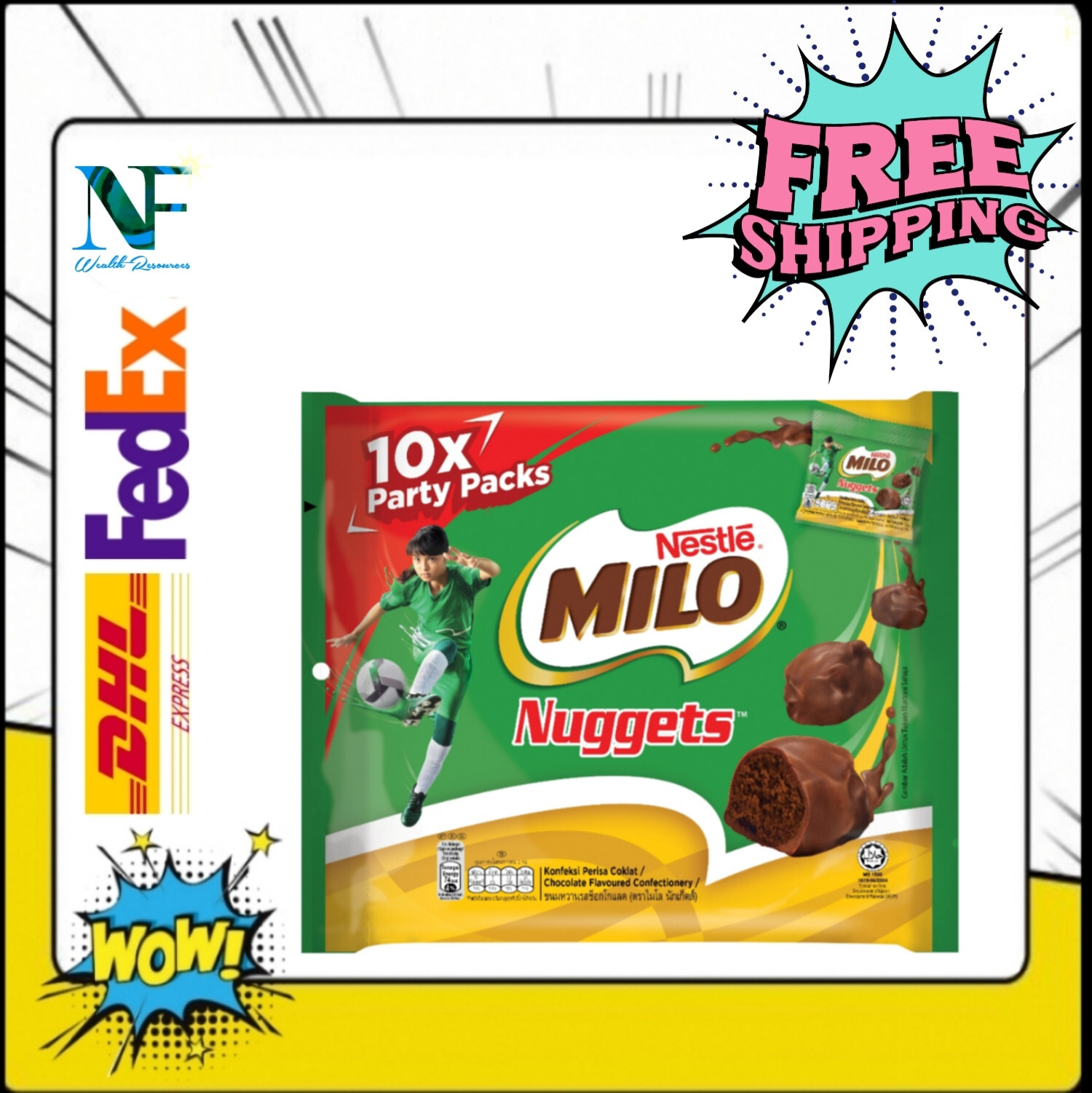 4x 10x15g Nestle Fun Pack Milo Nuggets Chocolate Malt Flavoured Energy Snack