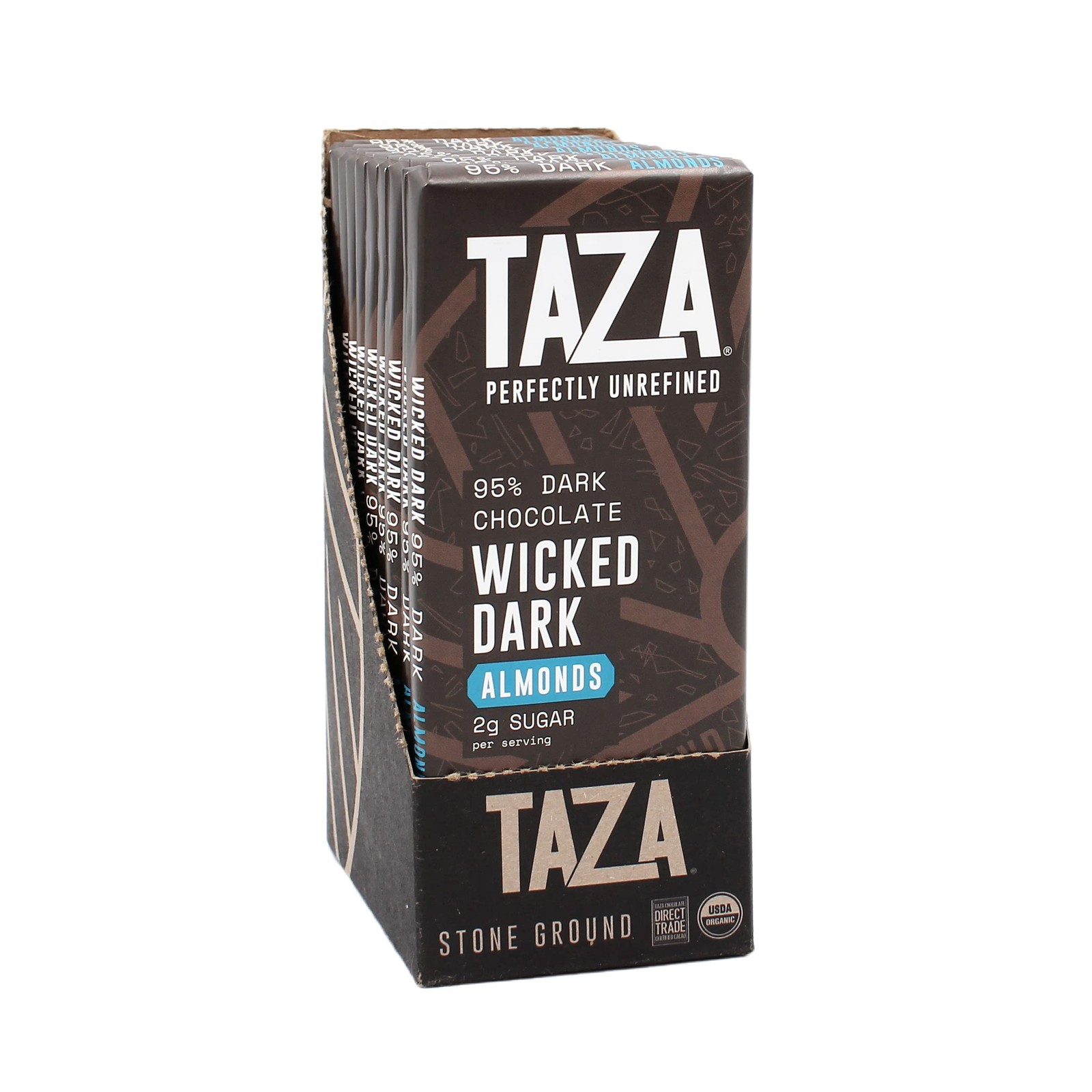 Taza Chocolate Organic Amaze Bar 95 Stone Ground, Wicked Dark with Almonds, 2…
