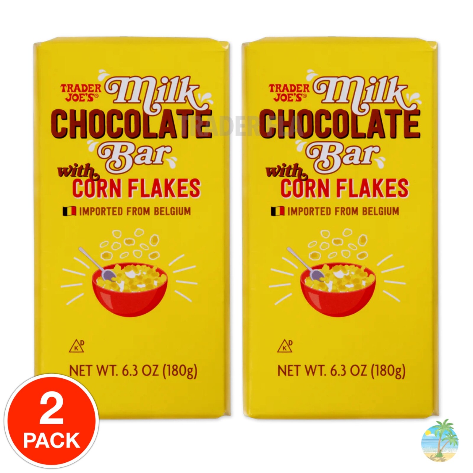 2Pack Trader Joe’s Milk Chocolate Bar w/Corn Flakes 6.3oz Big & thick & so good!