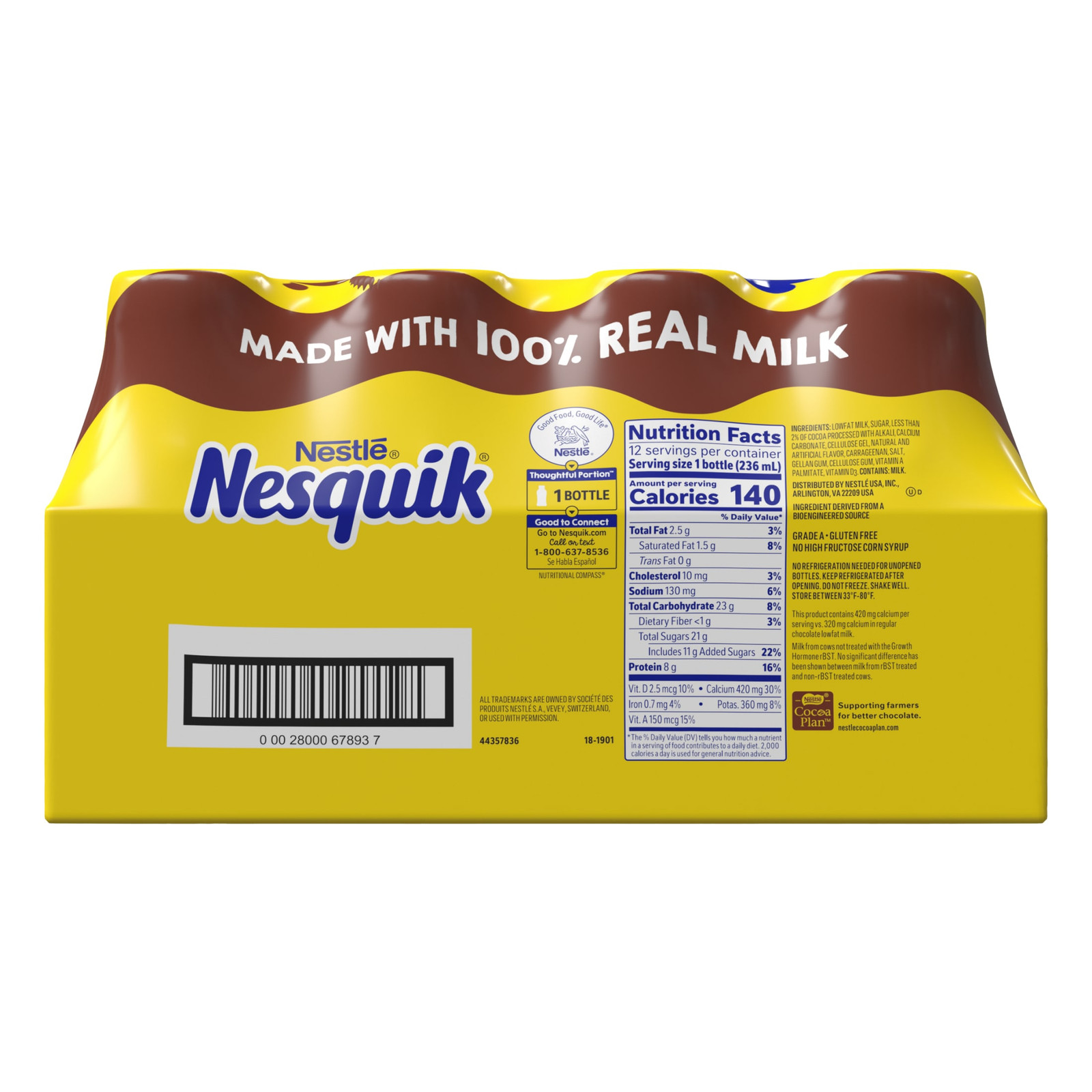 Chocolate Milk, Ready to Drink, Low-Fat Milk, 12 Bulk Pack, 8 Fl Oz Bottles