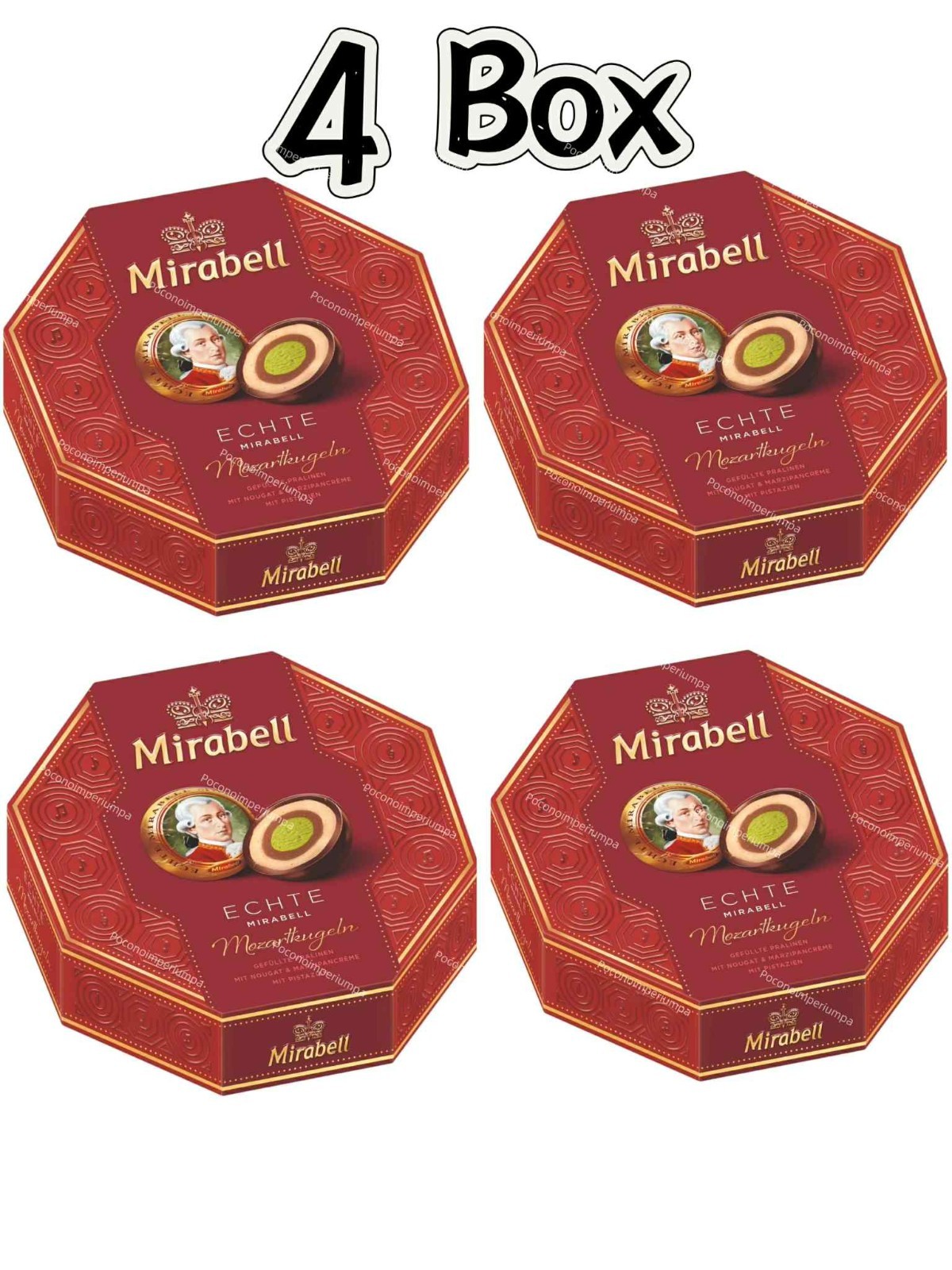 4 Box Mirabell Mozartkugeln Echte Salzburger 171g Classic Octagon Free Shipping