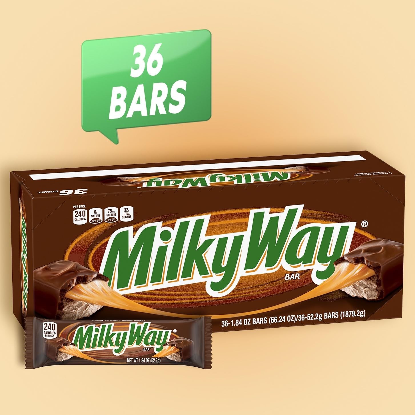 MilkyWay Candy Milk Chocolate Bars Bulk Pack, Full Size, 1.84 oz Pack of 36)