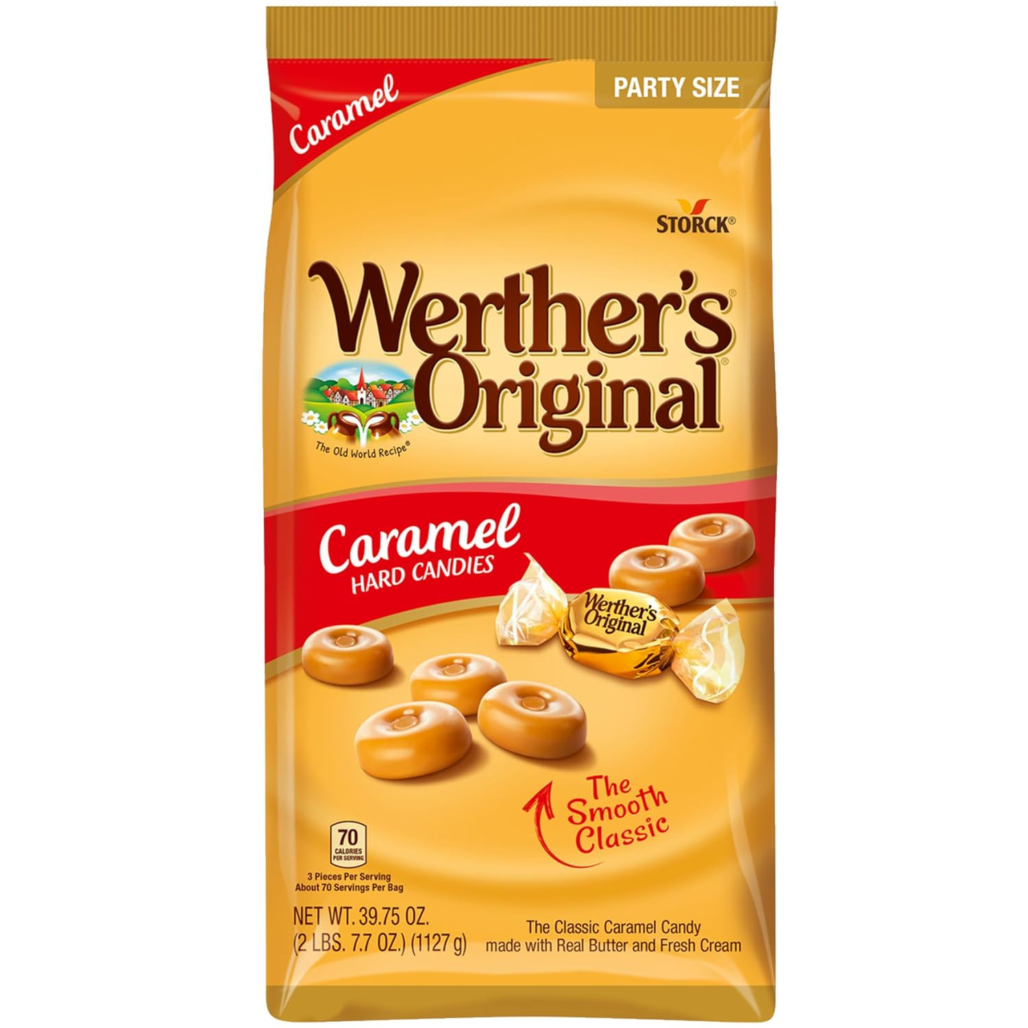 Original Caramel Hard Candy, 2.4LB Bulk Pack of Carmels Candy, Ideal for Sharing