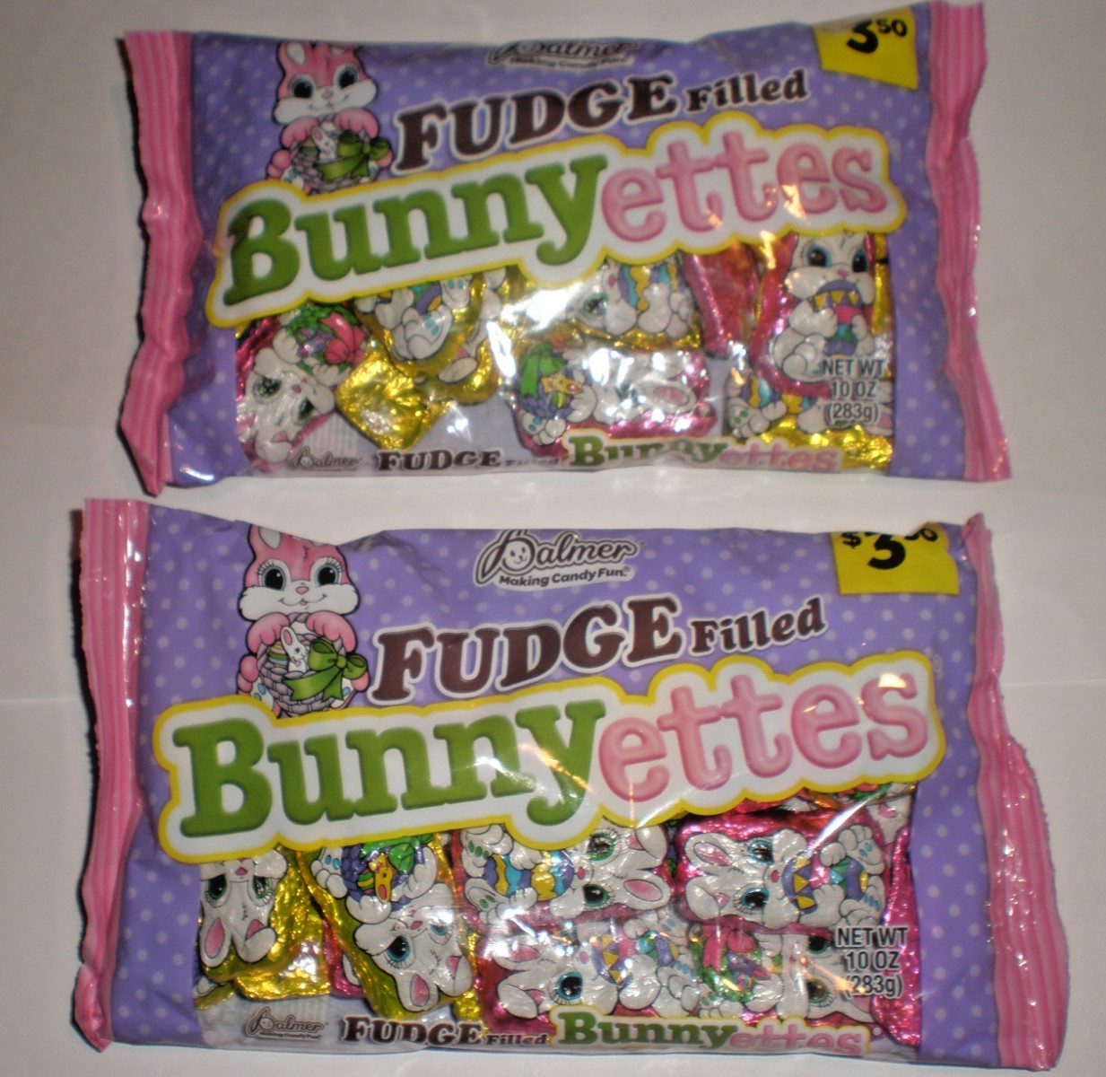 FUDGE FILLED CHOCOLATE BUNNY CANDY by PALMER 2 Bags 10 OZ each bag BB 2027