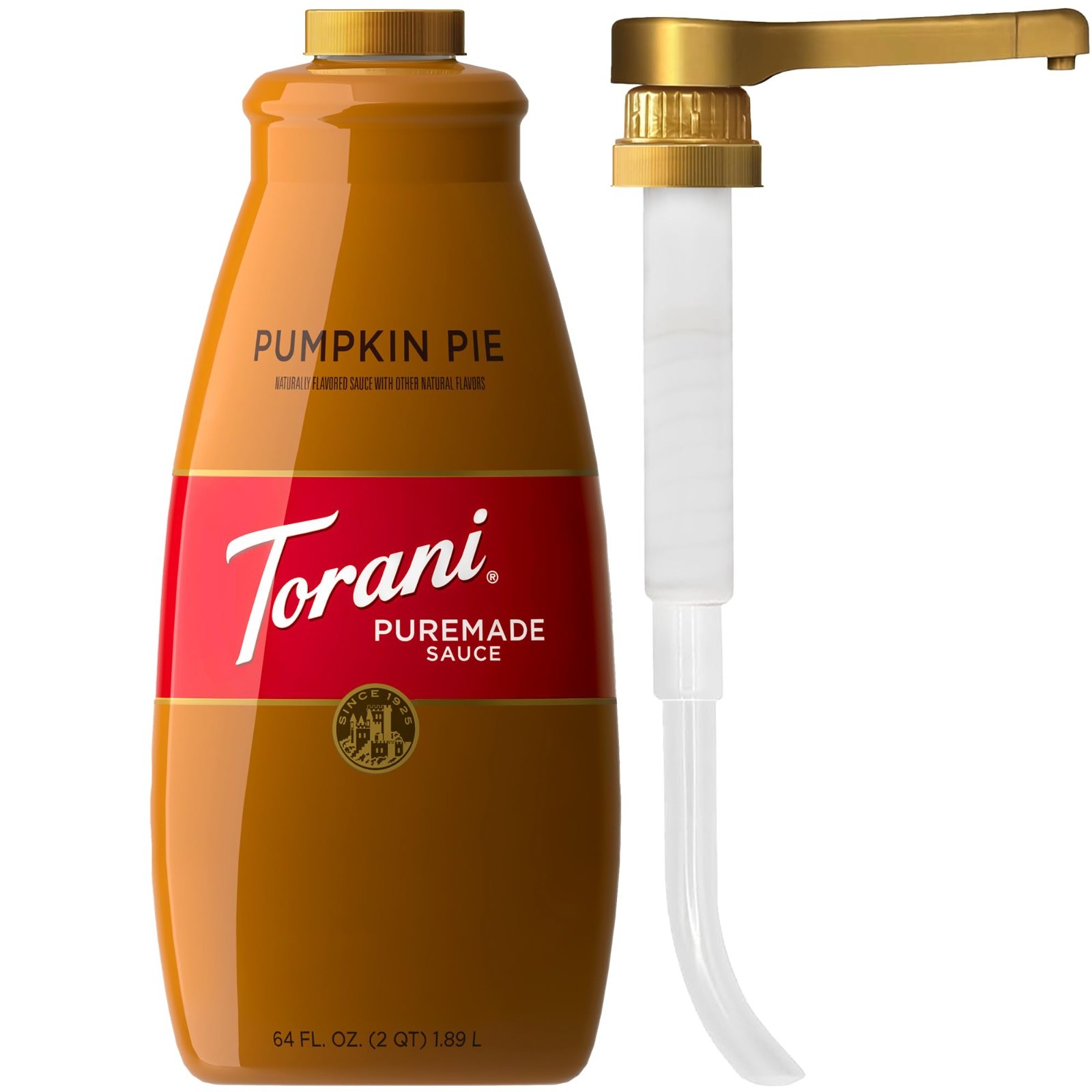 Pumpkin Pie Sauce for Coffee & Desserts, Non-GMO, 4lb Bottle with Pump, 64 Fl Oz