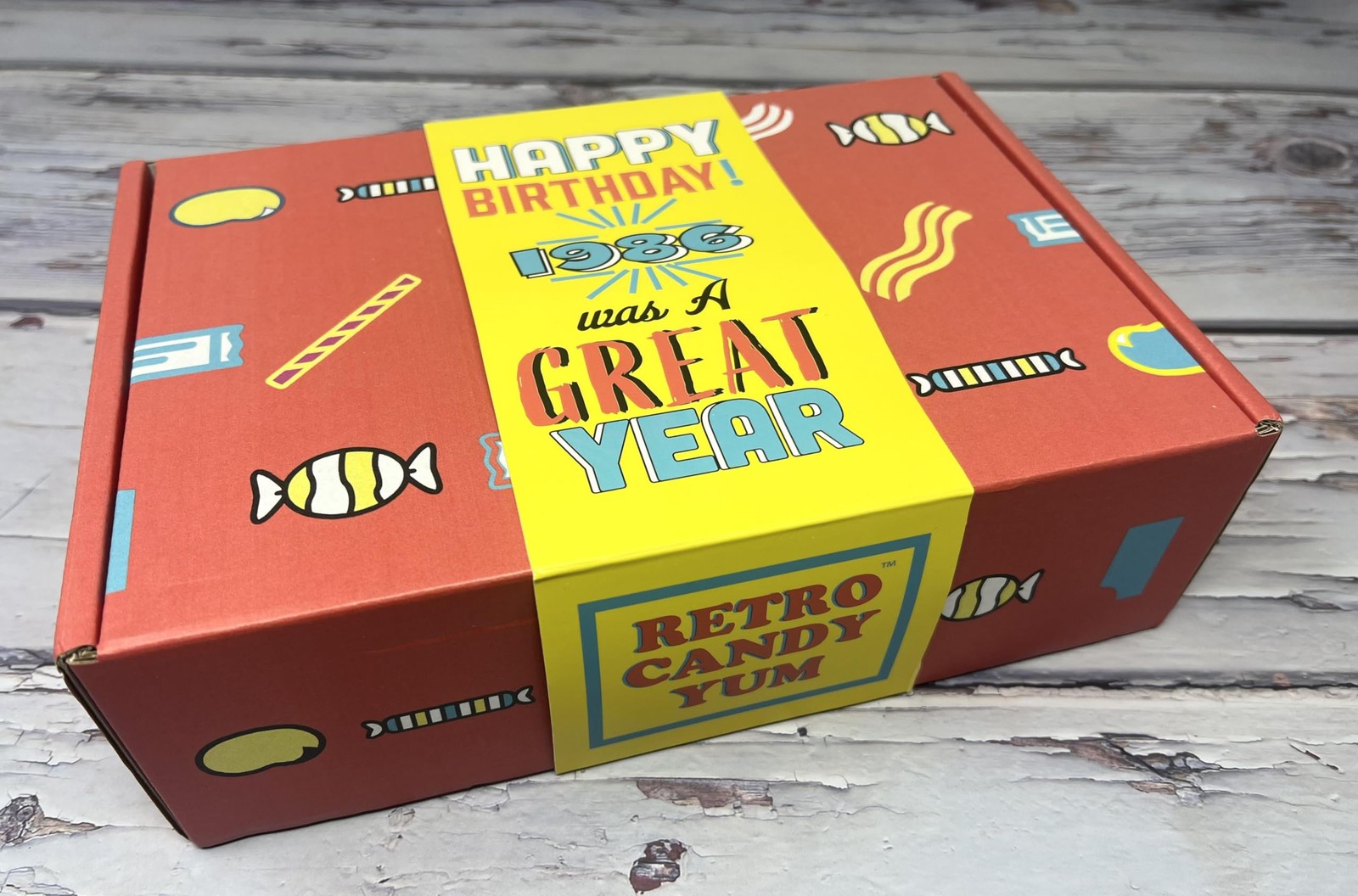 1986 Retro Childhood Candy Gift Basket Box Assortment for 40th Birthday Man o…