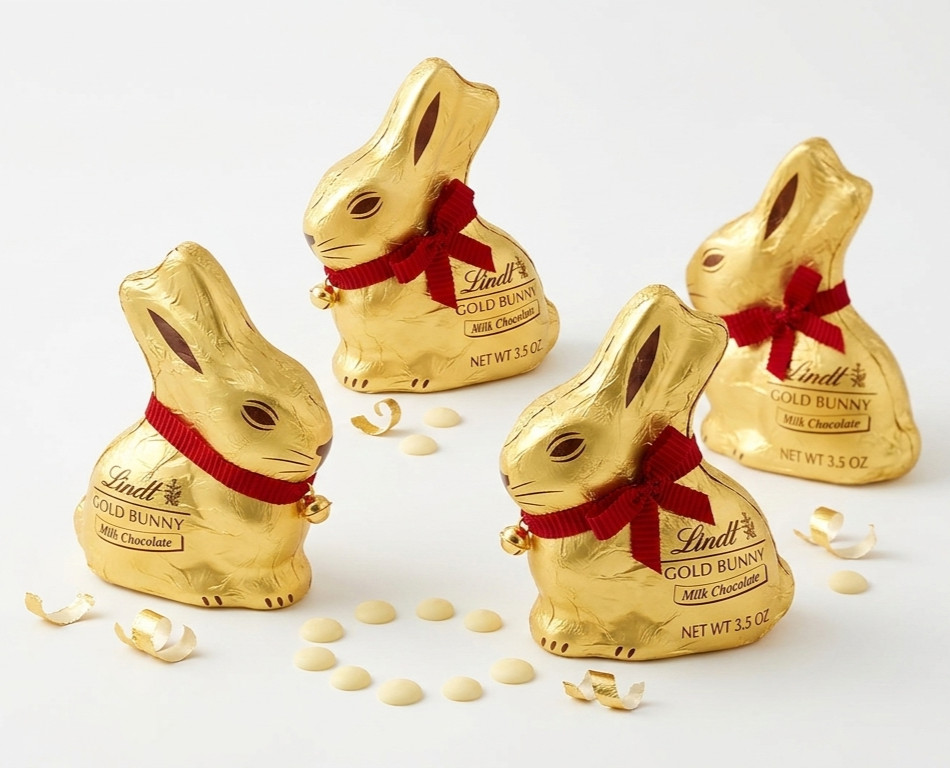 Lot of 4 Lindt Gold Bunny Milk Chocolate 3.5 oz. each NEW
