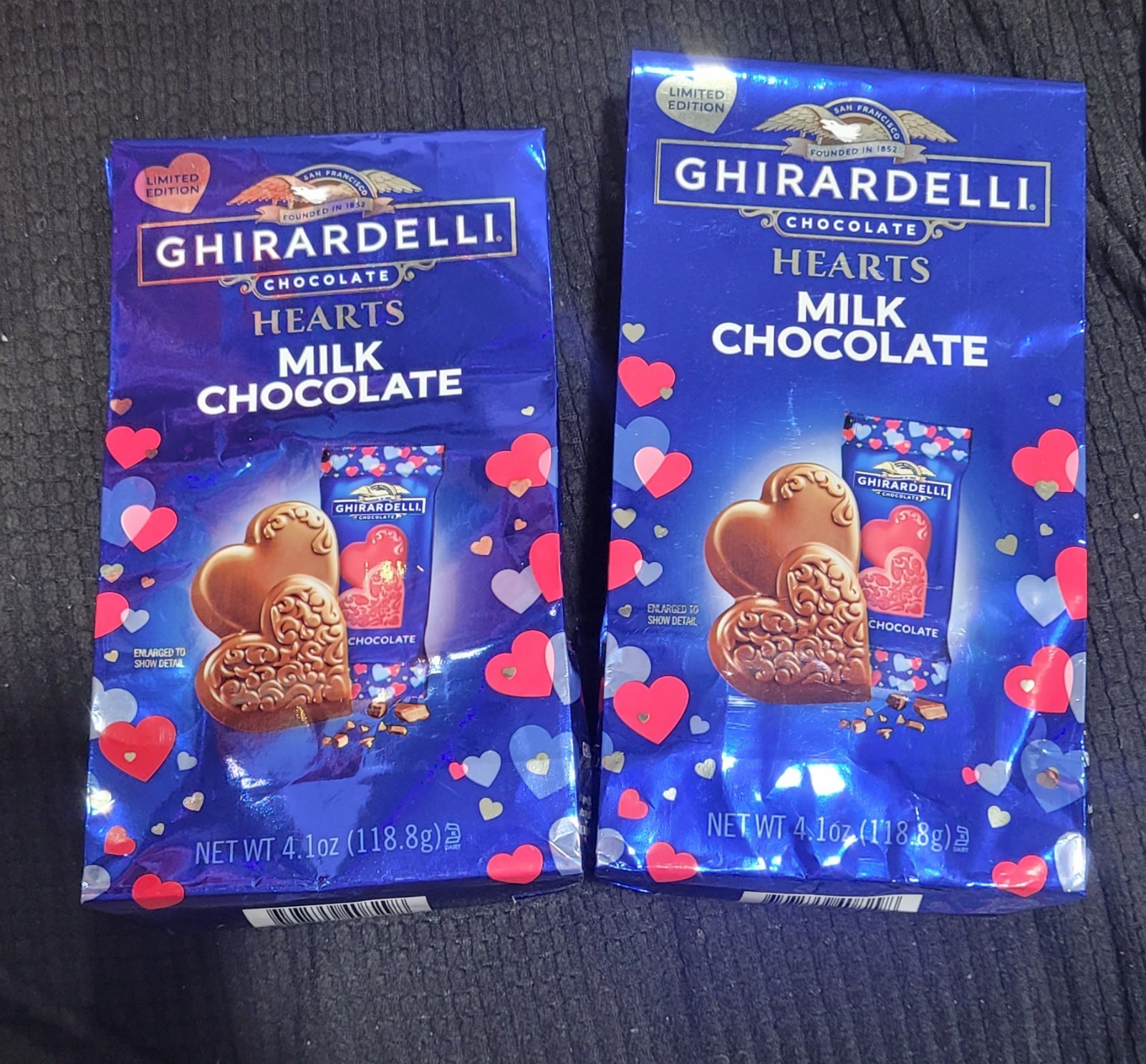 2 GHIRARDELLI Valentine’s Day Milk Chocolate Hearts, 4.1oz Bag 06/26