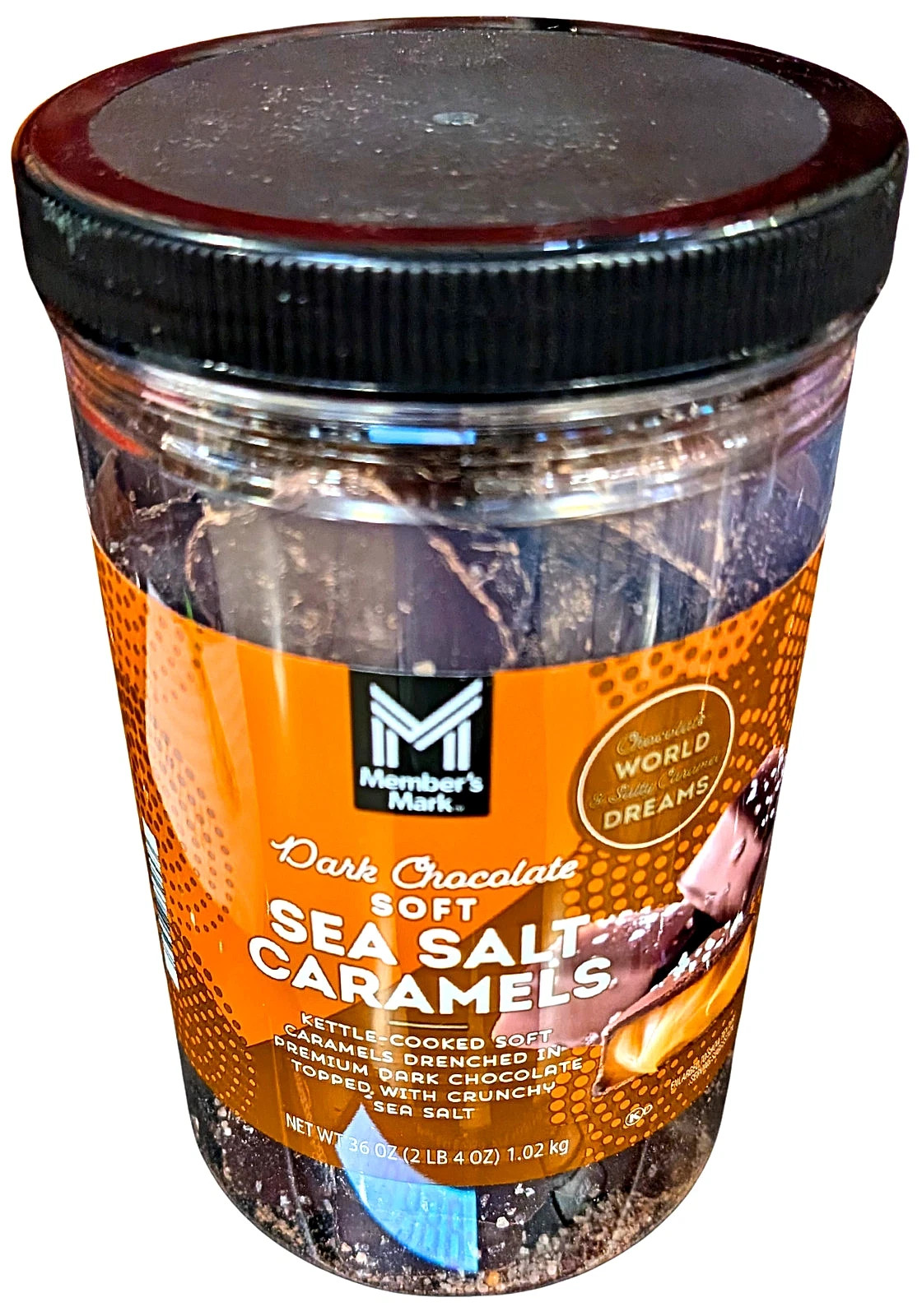Member’s Mark Dark Chocolate Soft Sea Salt Caramels 36 Oz EXP 10/2026