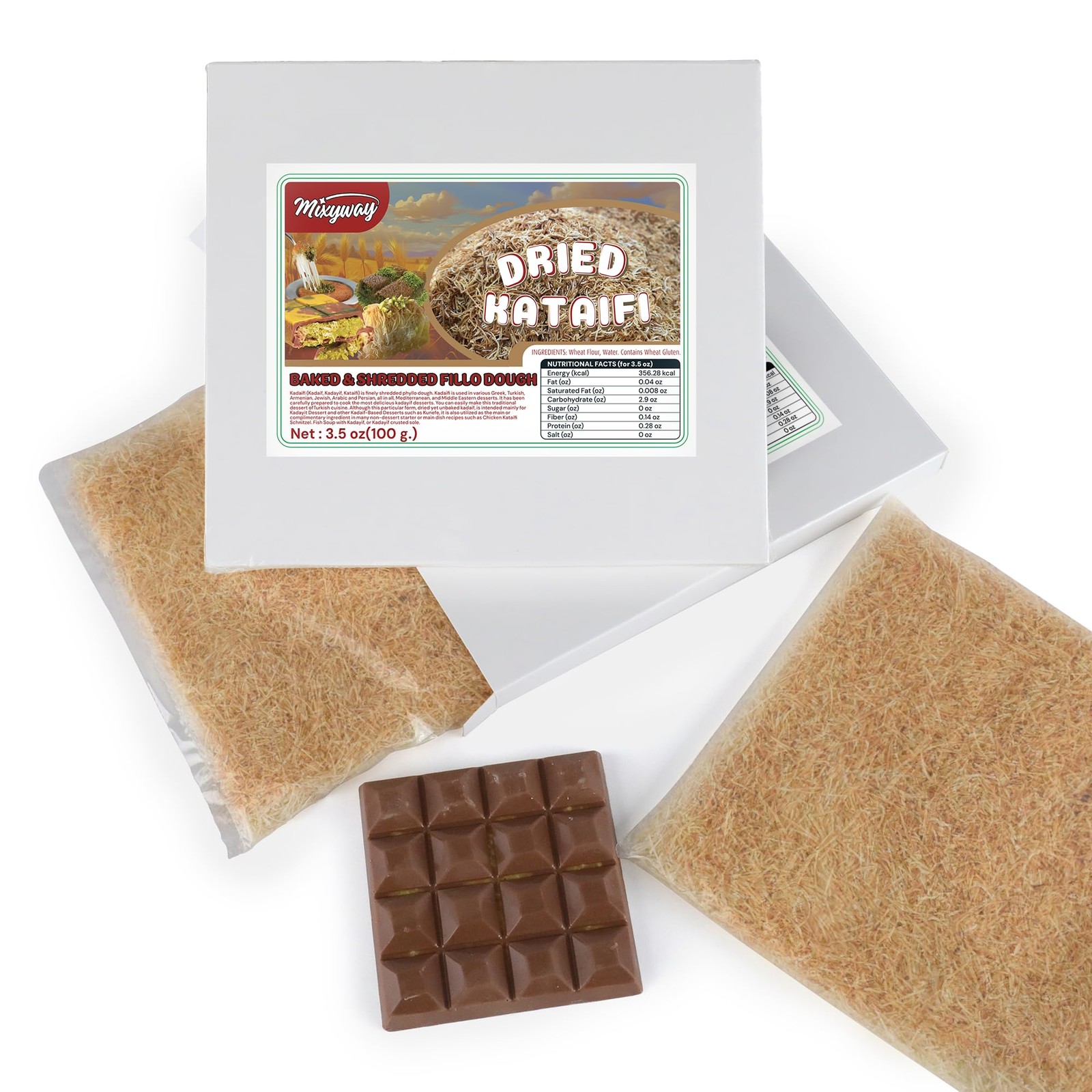 Toasted Kataifi Pastry -Baked & Roasted Shredded Fillo Dough 3.5 Oz