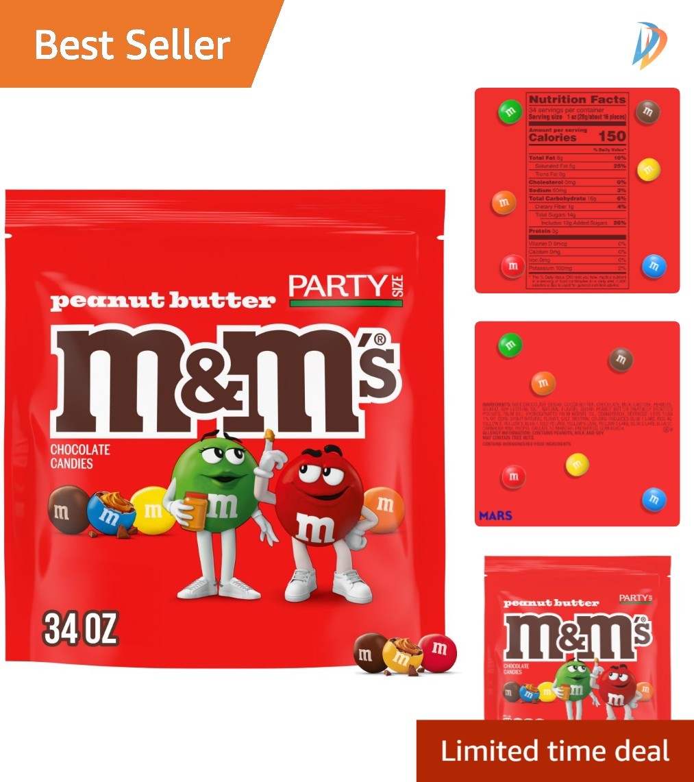 M&M’s Peanut Butter Chocolate 34oz Summer Candy – Resealable Party Size Bag