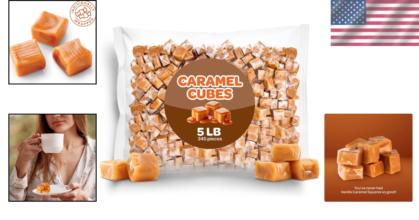 Individually Wrapped Vanilla Caramels – Bulk 5 lb Pack for Treats and Gifts