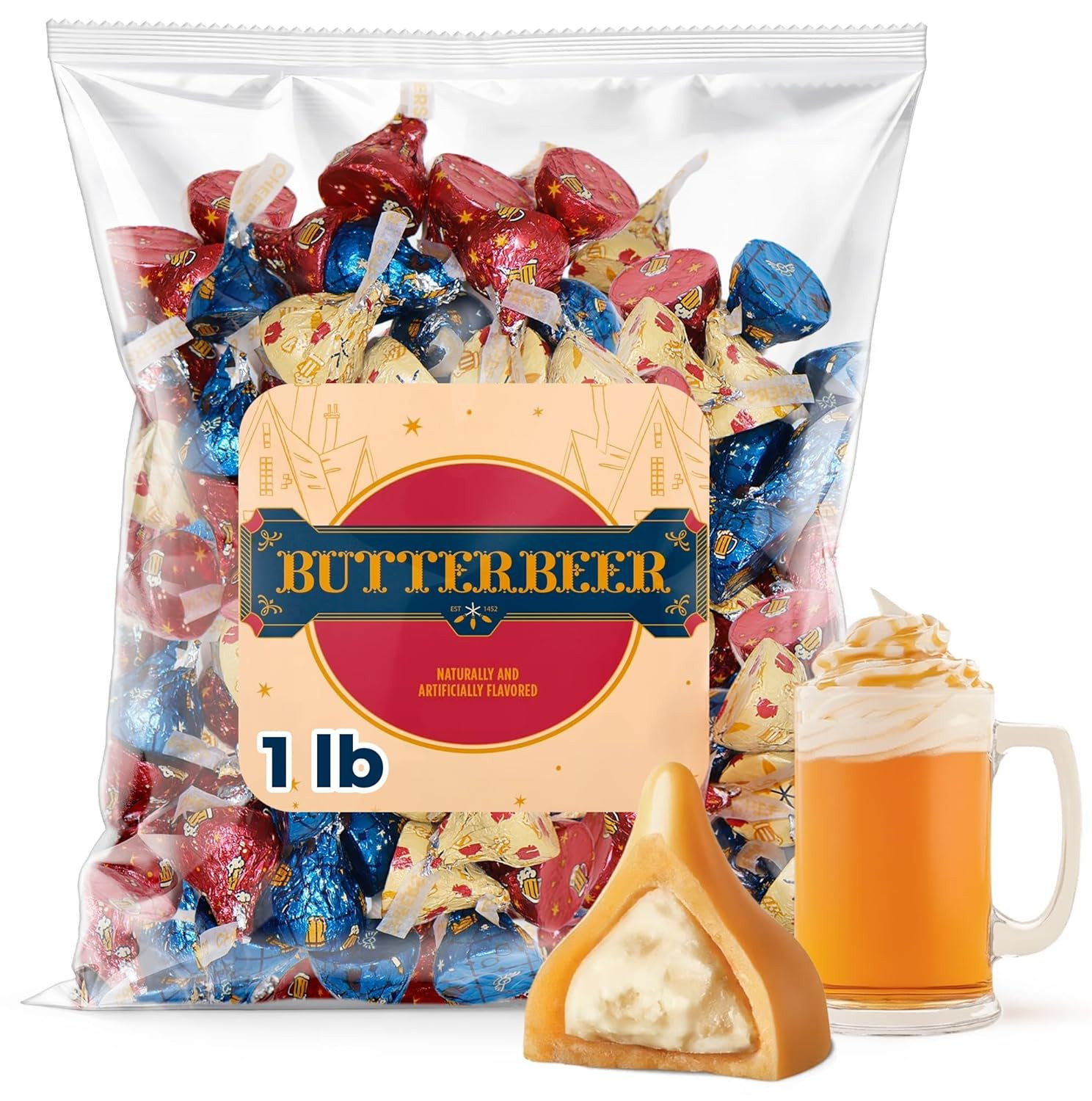 Butterbeer Easter Kisses Bulk Pack – 1 Pound Approx 100 Pieces Butter Beer Flavo