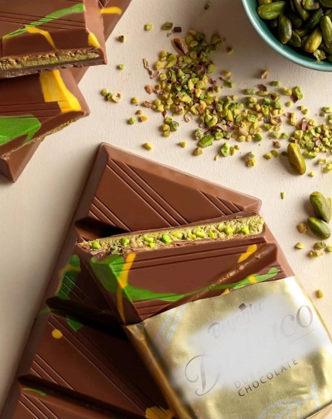 2 Beyoglu Dubaco Pistachio Kataifi Milk Chocolate Bars– Luxury Dubai Choco…