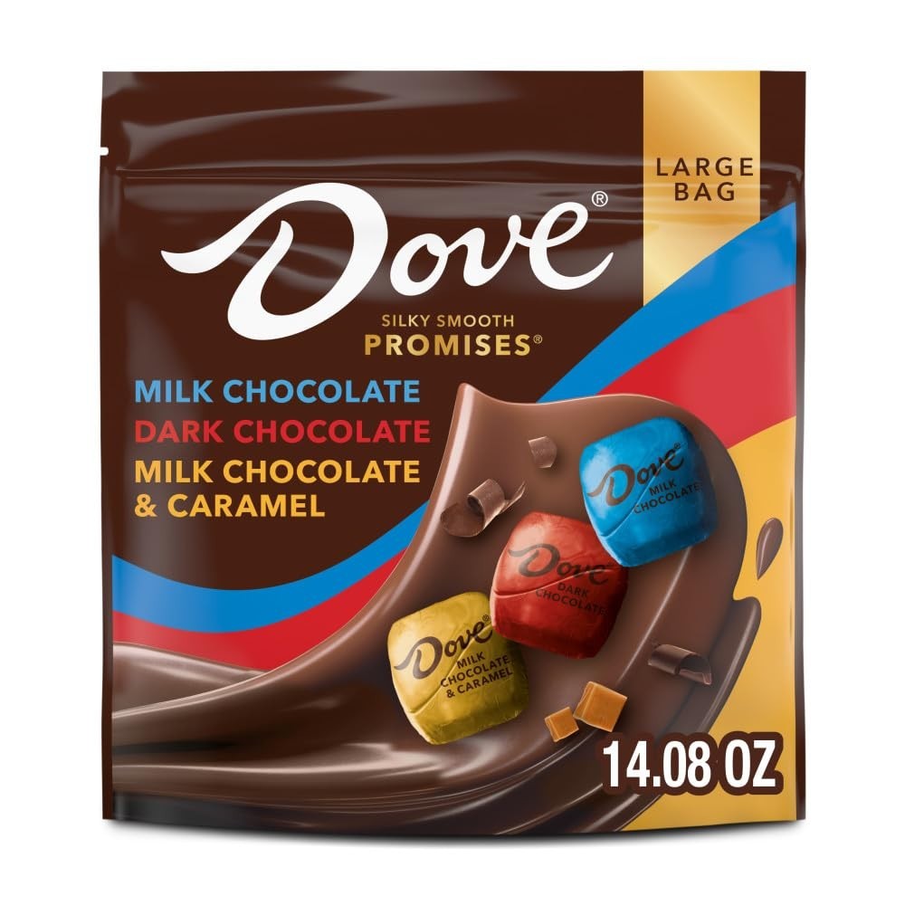 DOVE PROMISES Milk Chocolate, Dark Chocolate, and Milk Chocolate & Caramel