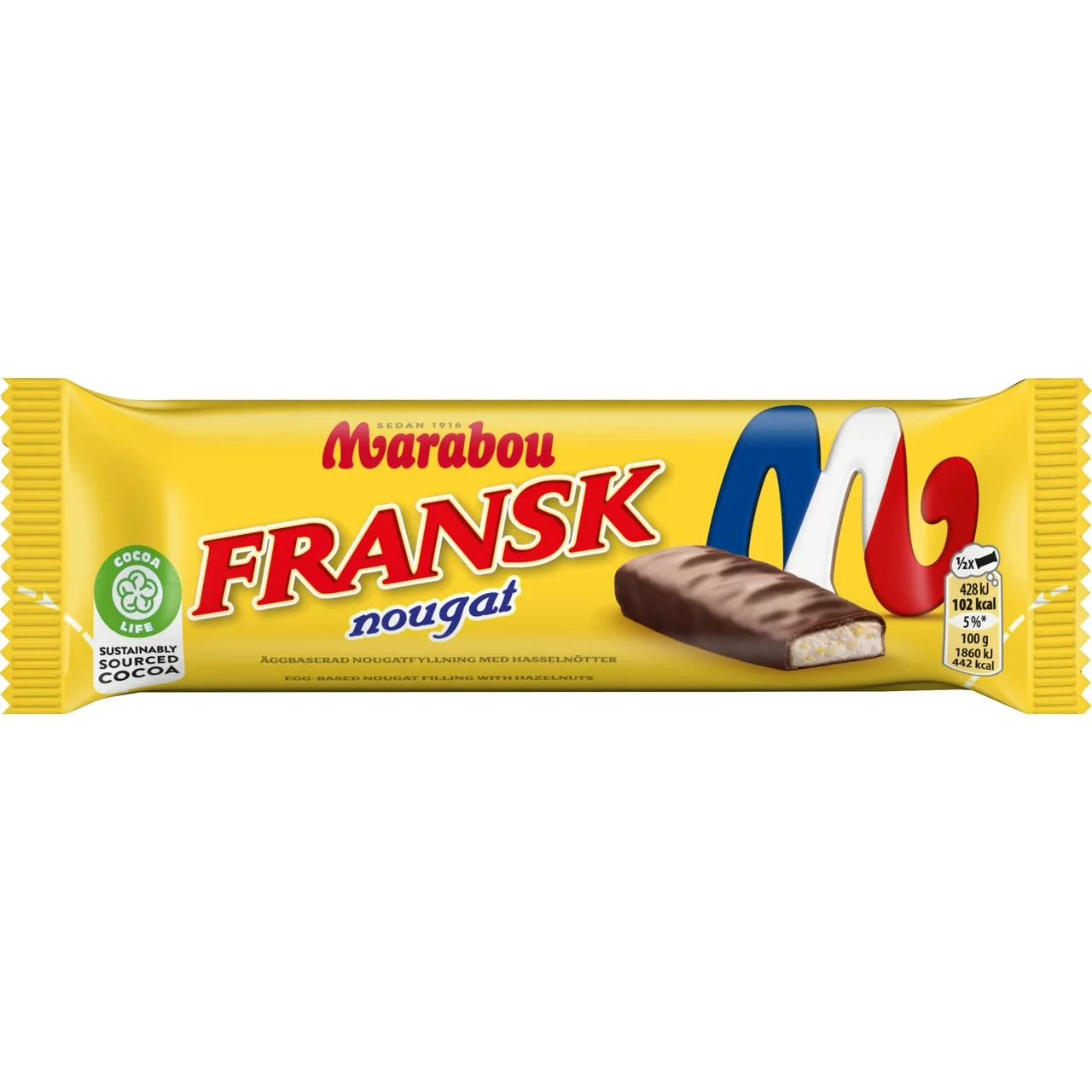 Marabou Fransk Nougat Dubbel | 5 x 46g (230g) | Chocolate Nougat with Hazelnuts